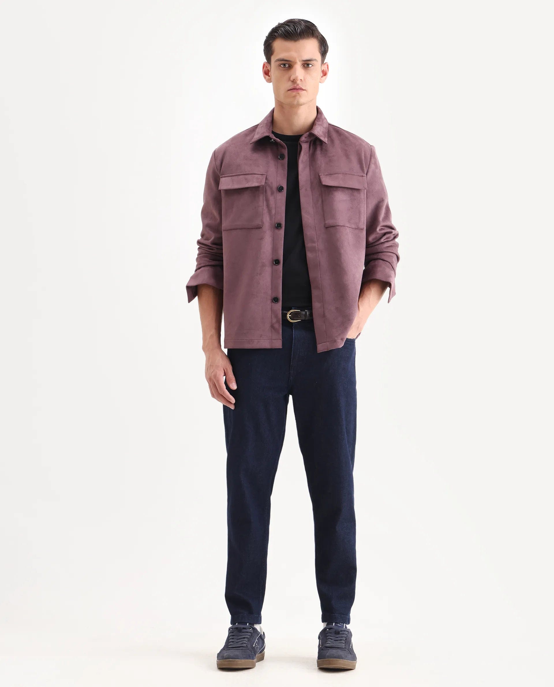 RARE Rabbit Men's Delk - 25 Dusky Pink Polyester Blend Fabric Collared Neck Relaxed Plain Jacket