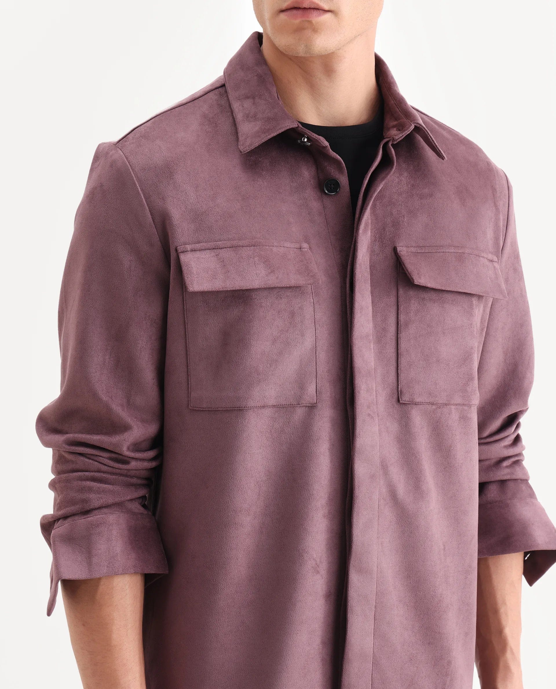 RARE Rabbit Men's Delk - 25 Dusky Pink Polyester Blend Fabric Collared Neck Relaxed Plain Jacket