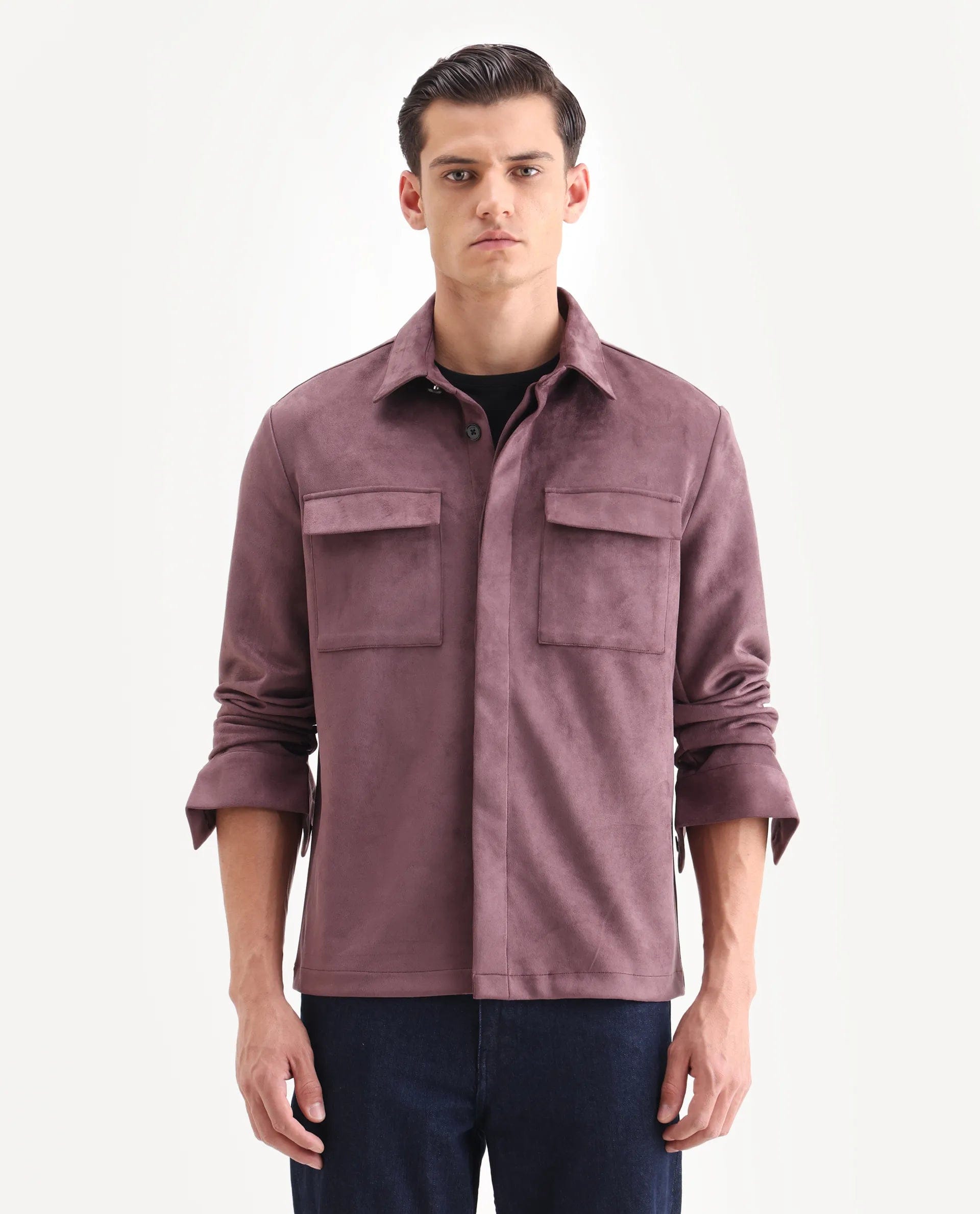 RARE Rabbit Men's Delk - 25 Dusky Pink Polyester Blend Fabric Collared Neck Relaxed Plain Jacket