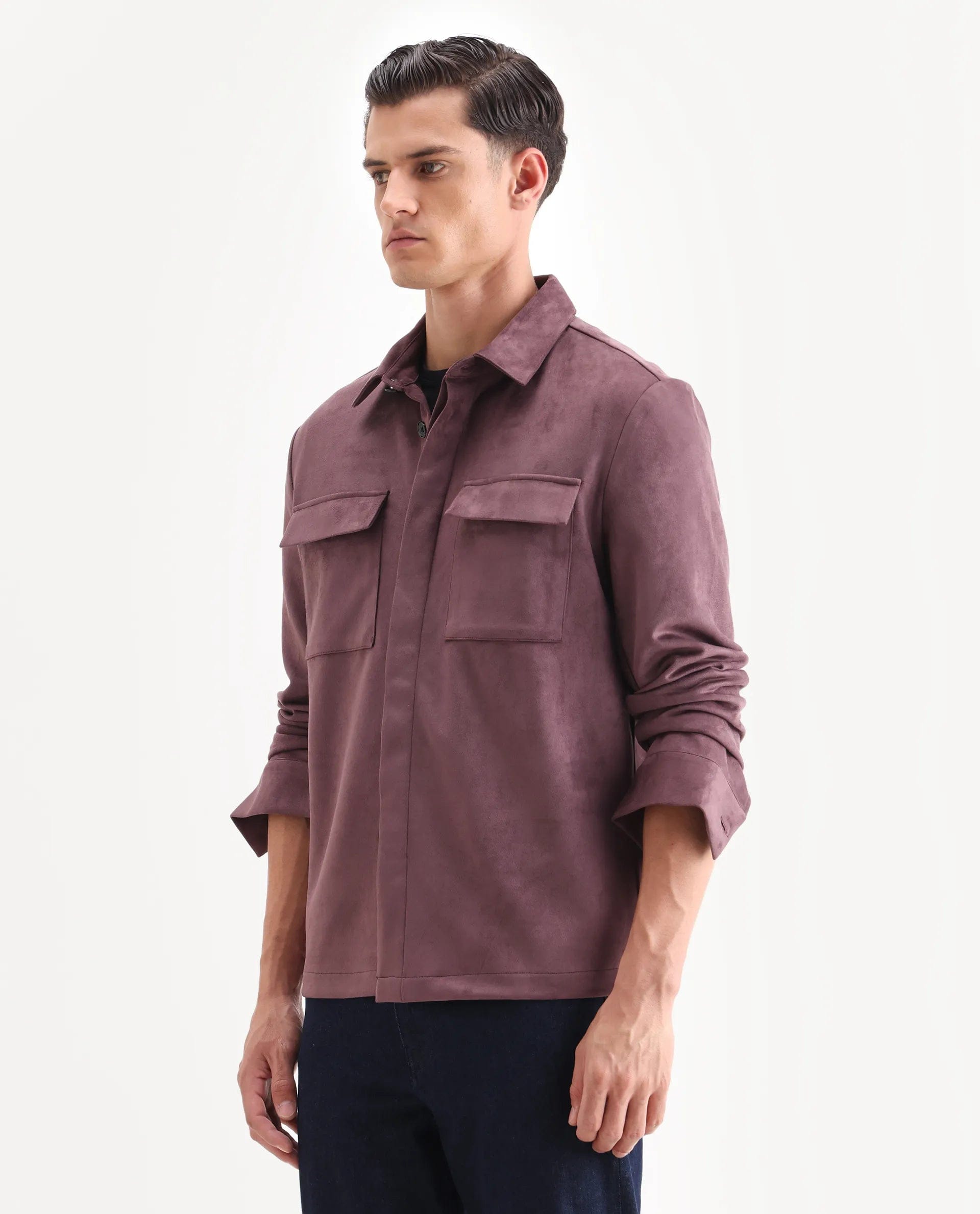 RARE Rabbit Men's Delk - 25 Dusky Pink Polyester Blend Fabric Collared Neck Relaxed Plain Jacket