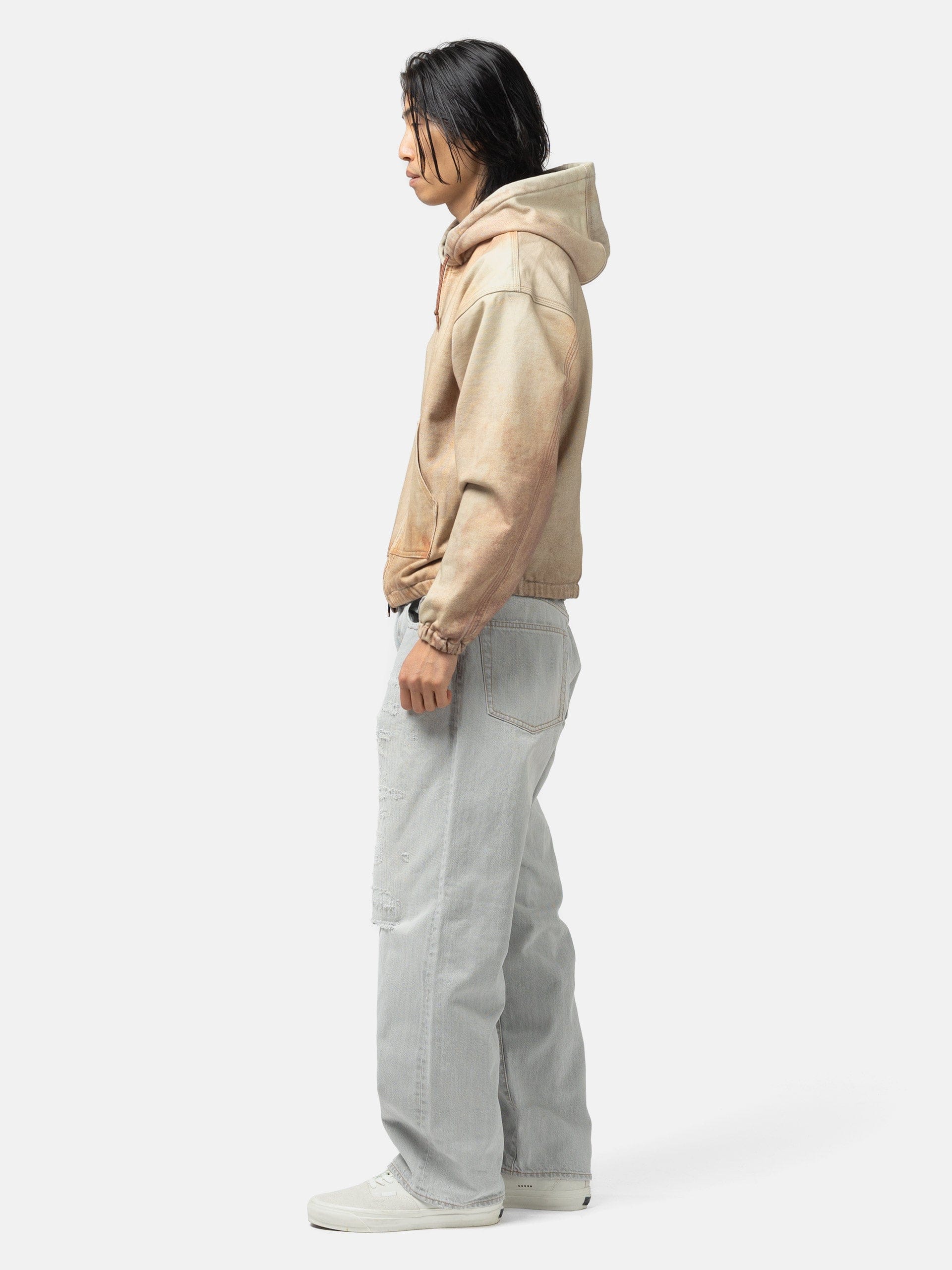 BEAMS 5 Pockets Damage Denim Fade Grey