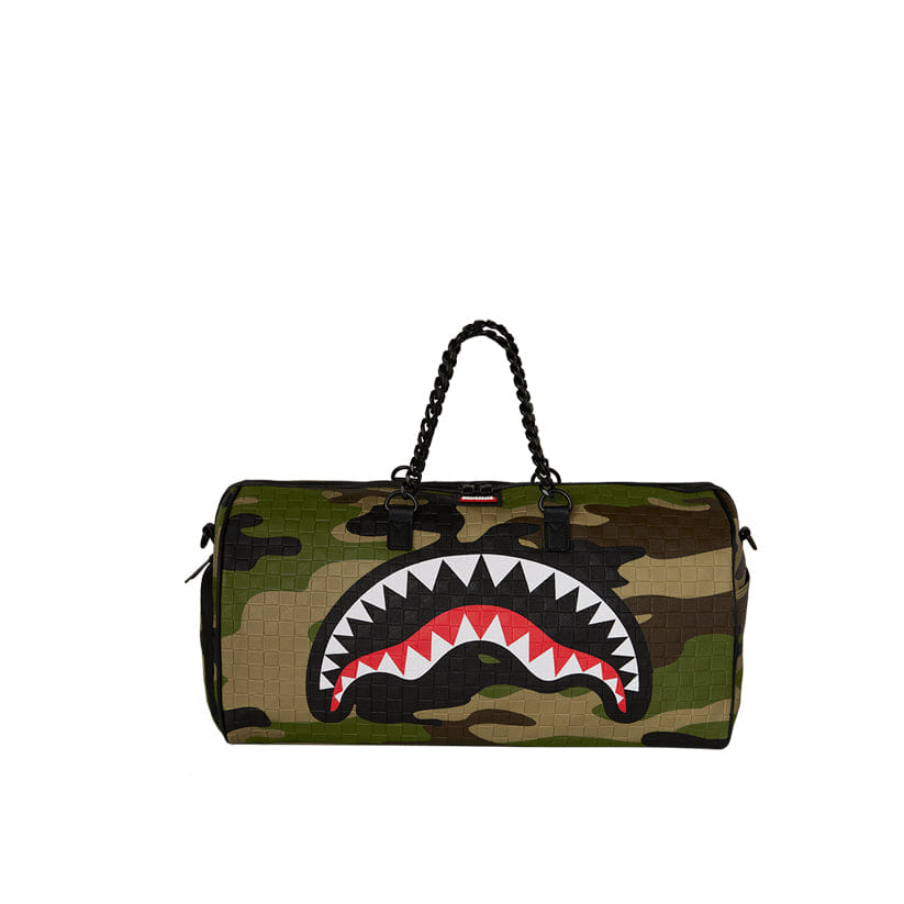 Spray Ground Woodland Camo Check Chain Duffle - Camo