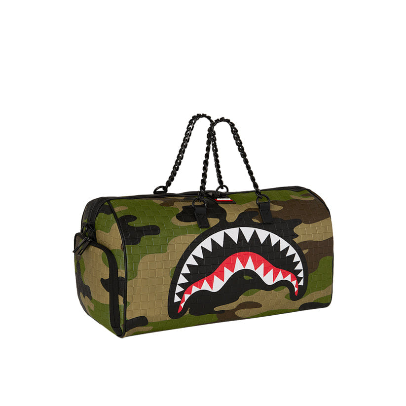 Spray Ground Woodland Camo Check Chain Duffle - Camo