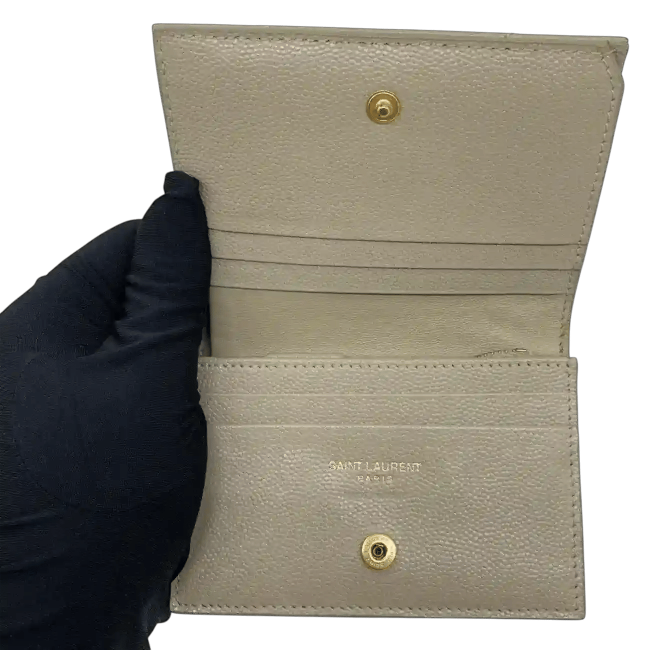 True To Sole YSL 530841 Beige Cassandre Matelassé Flap Card Case Wallet