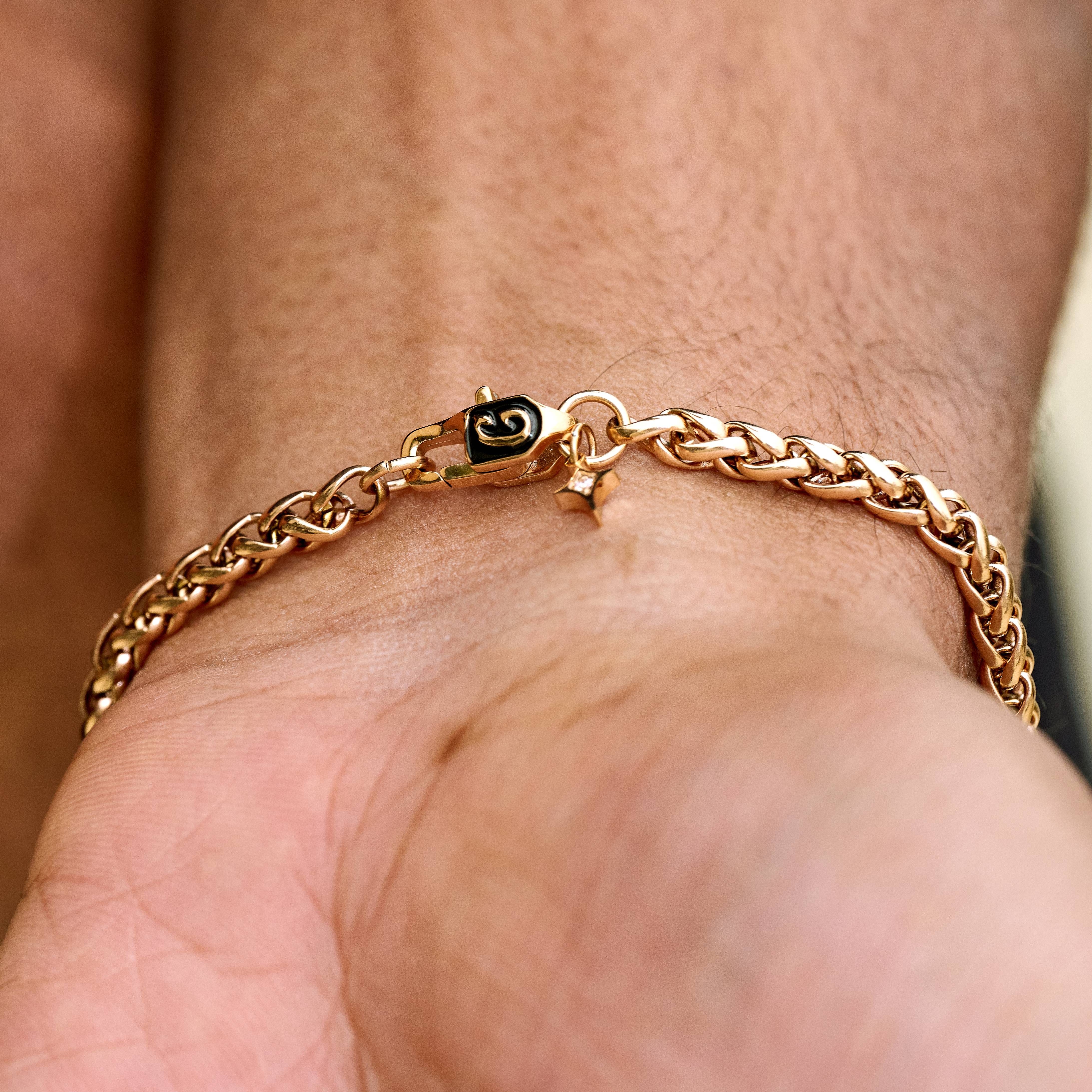 GLD Men Palm Chain + Bracelet Bundle in Rose Gold - 4 mm