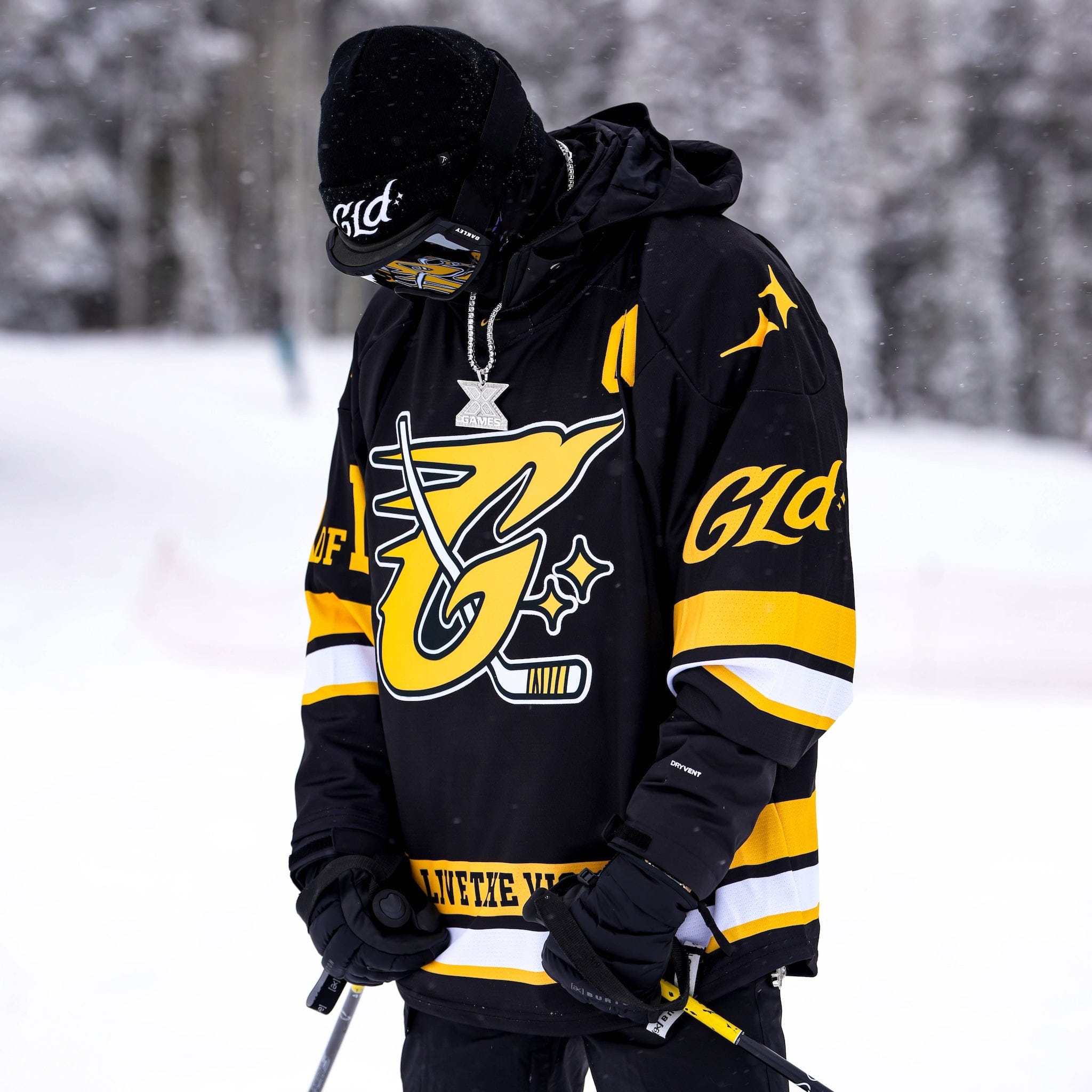 GLD Men GLD Black and Yellow Hockey Jersey