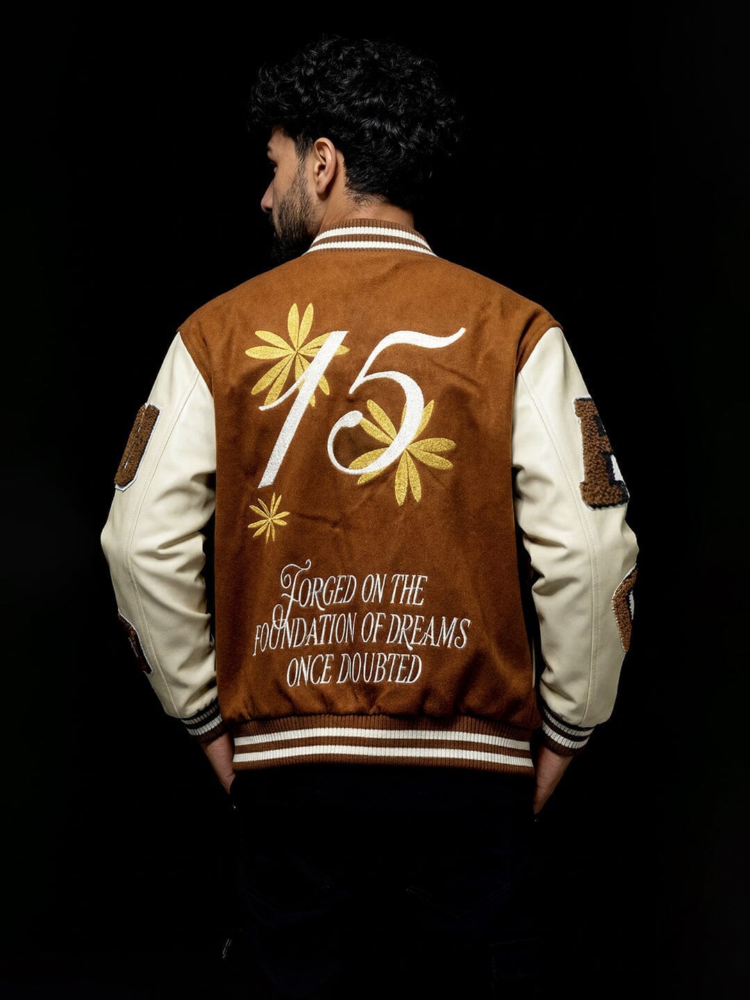 Fugazee Brown Woollen Letterman Varsity Jacket