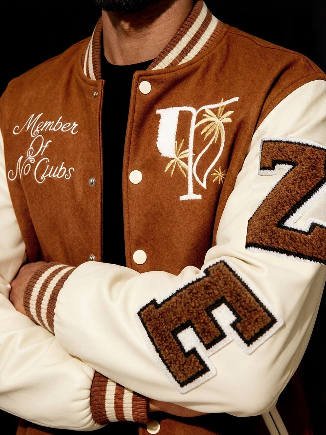 Fugazee Brown Woollen Letterman Varsity Jacket