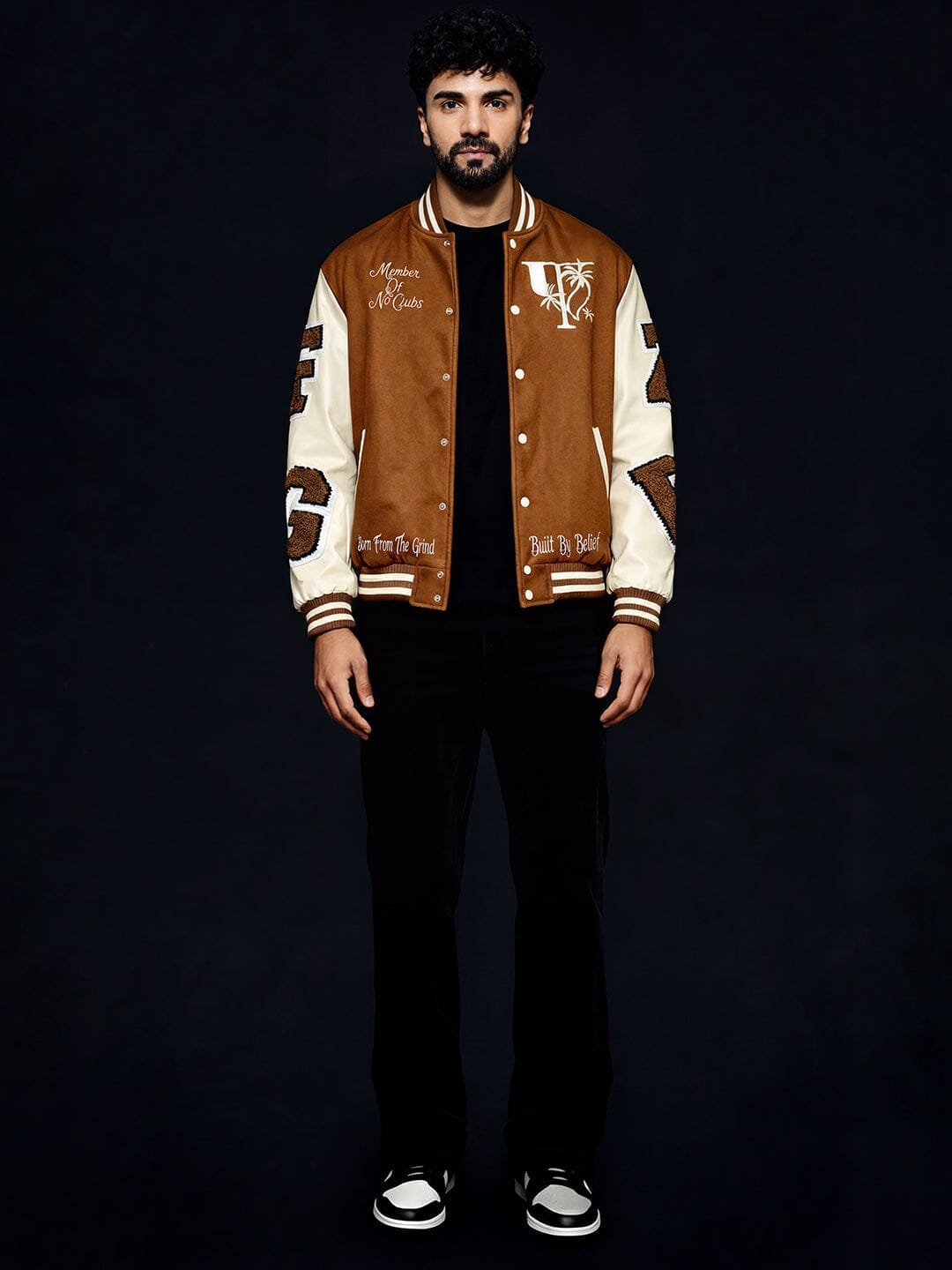 Fugazee Brown Woollen Letterman Varsity Jacket