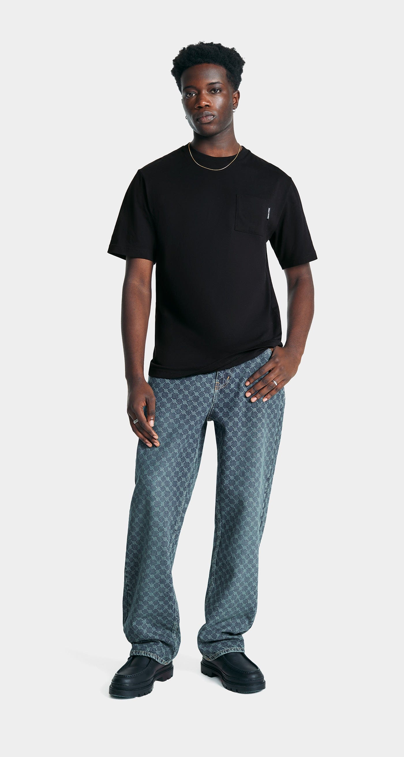 Monogram Sand Blue Amba Monogram Relaxed Jeans