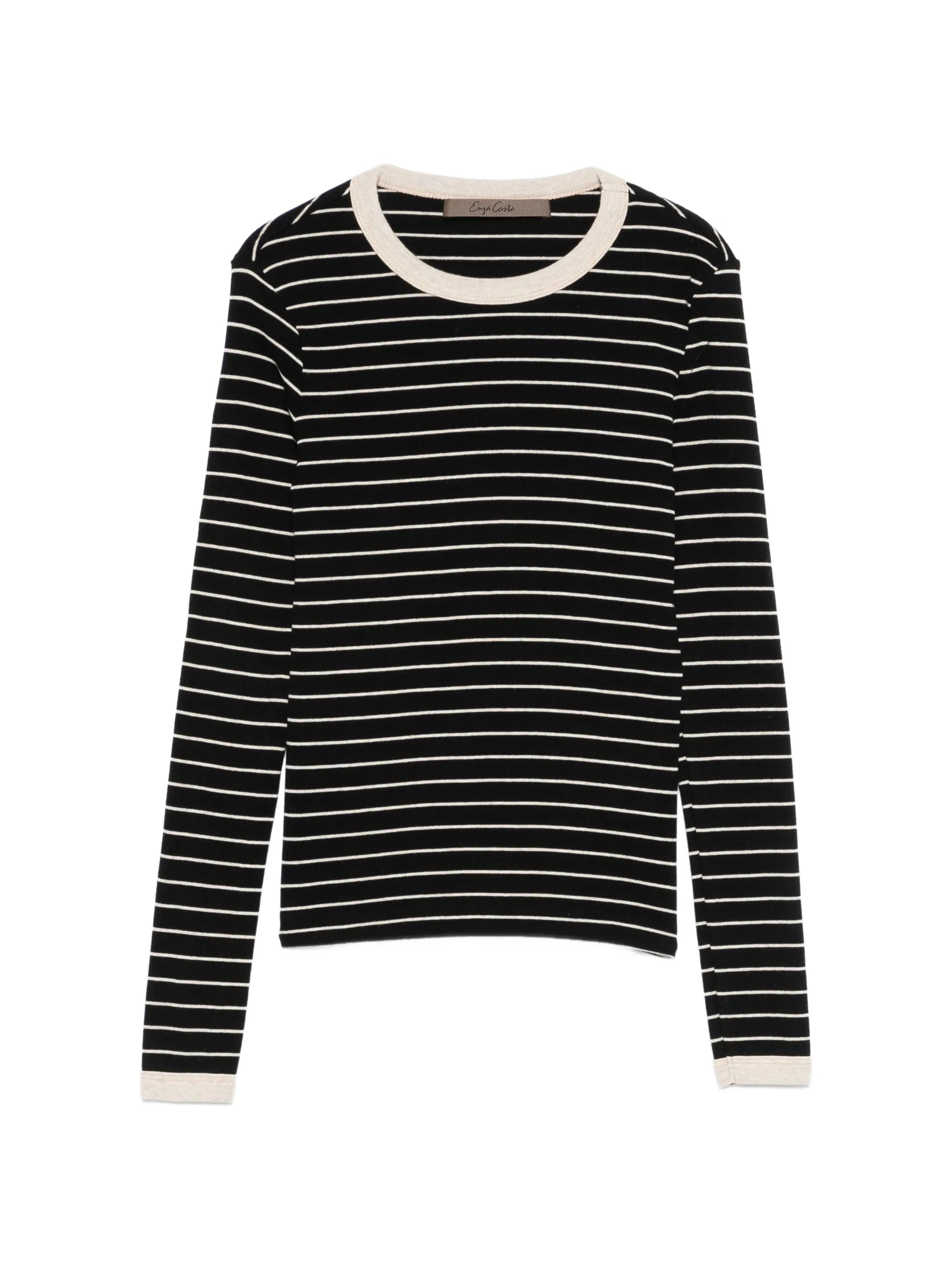 Enza Costa striped long - sleeved cotton T - shirt