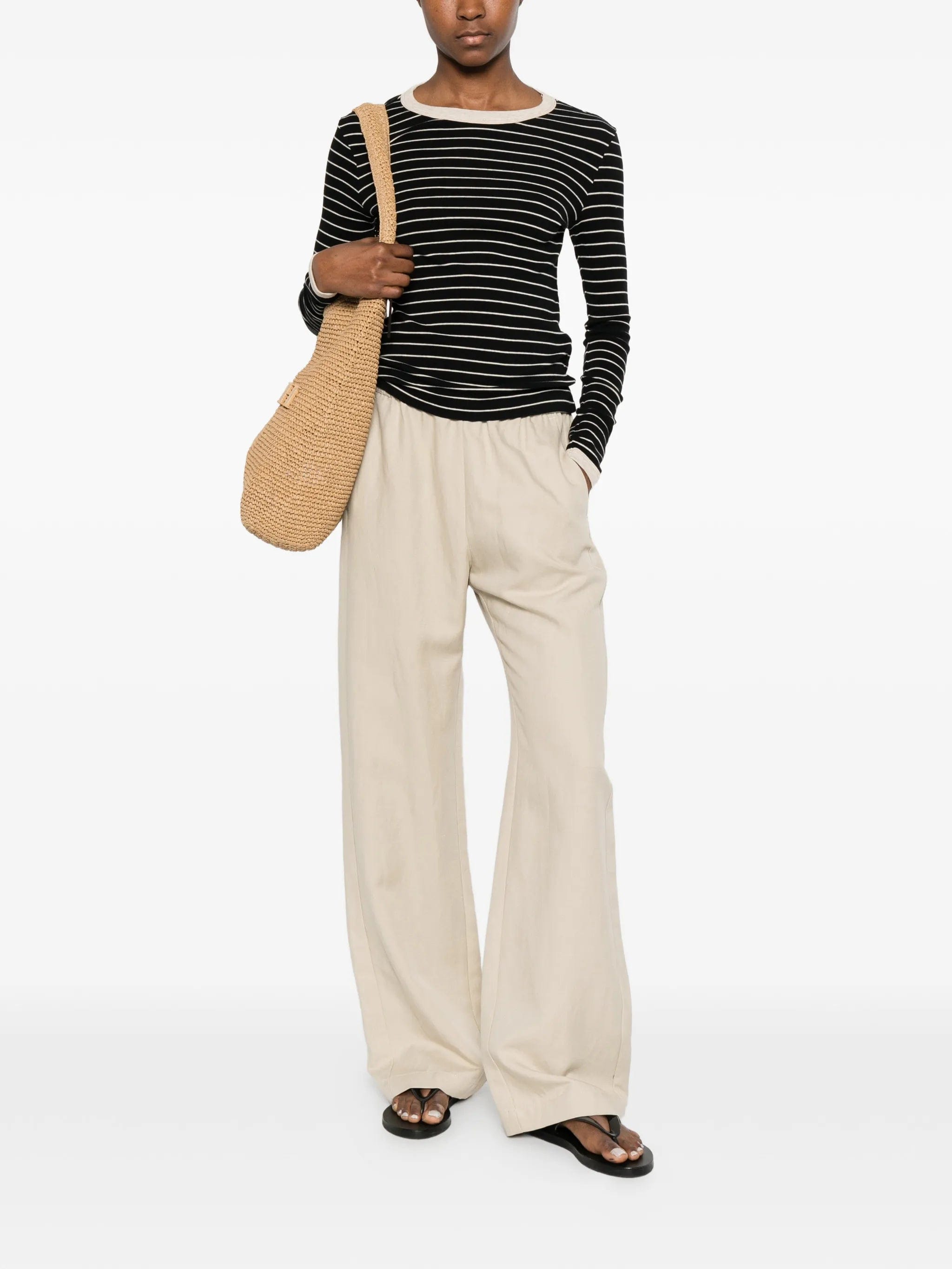 Enza Costa striped long - sleeved cotton T - shirt