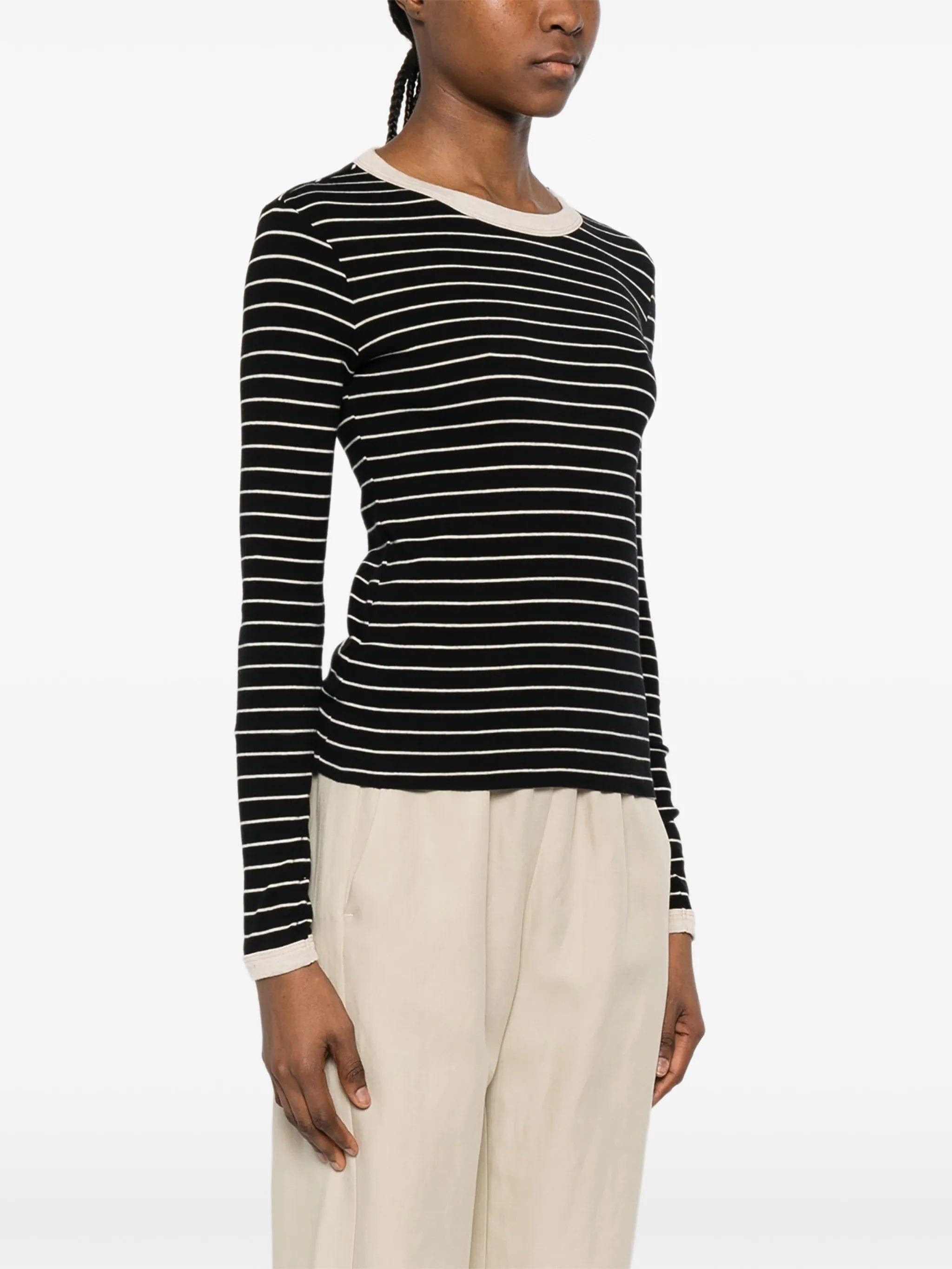 Enza Costa striped long - sleeved cotton T - shirt