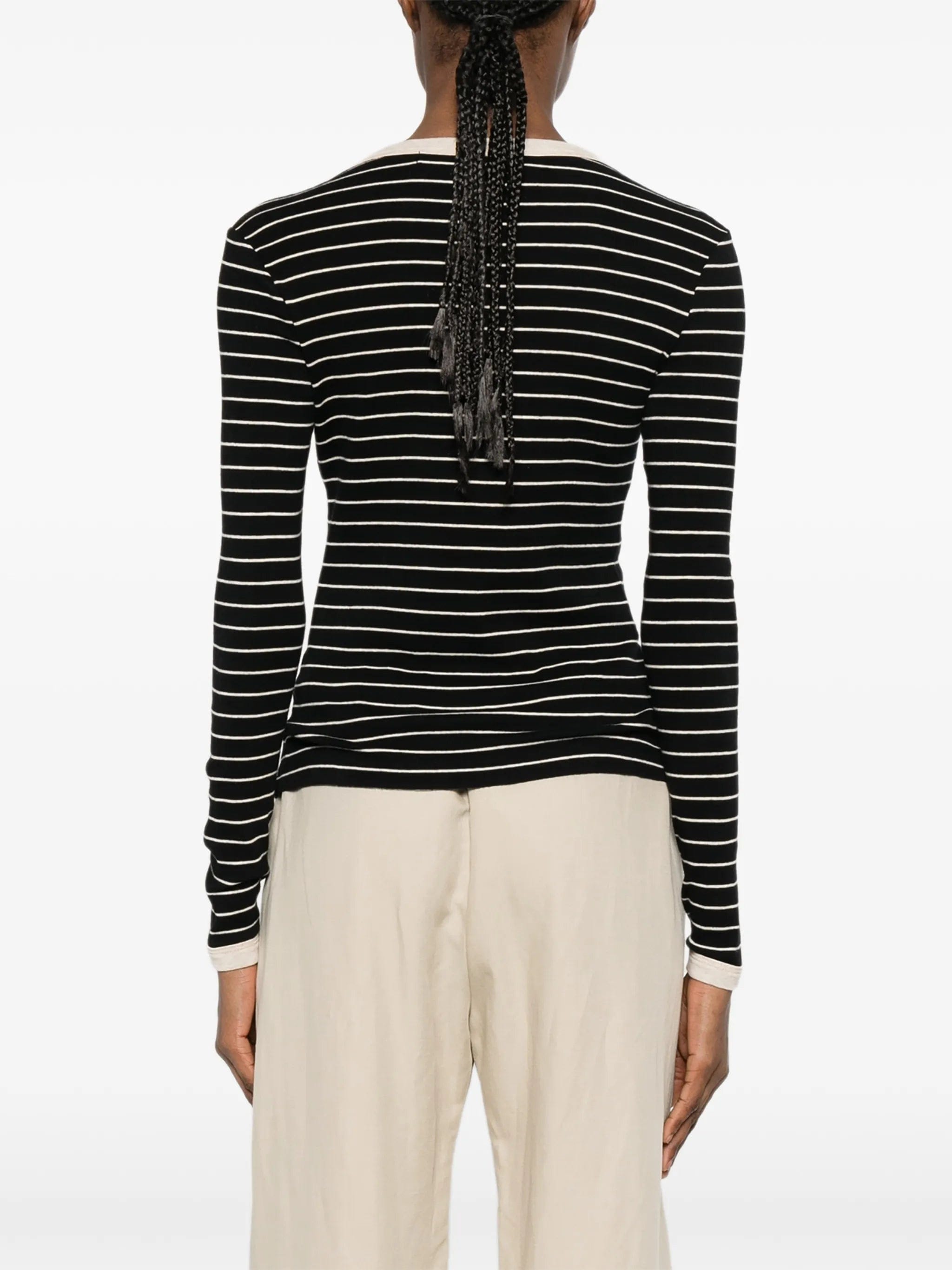 Enza Costa striped long - sleeved cotton T - shirt