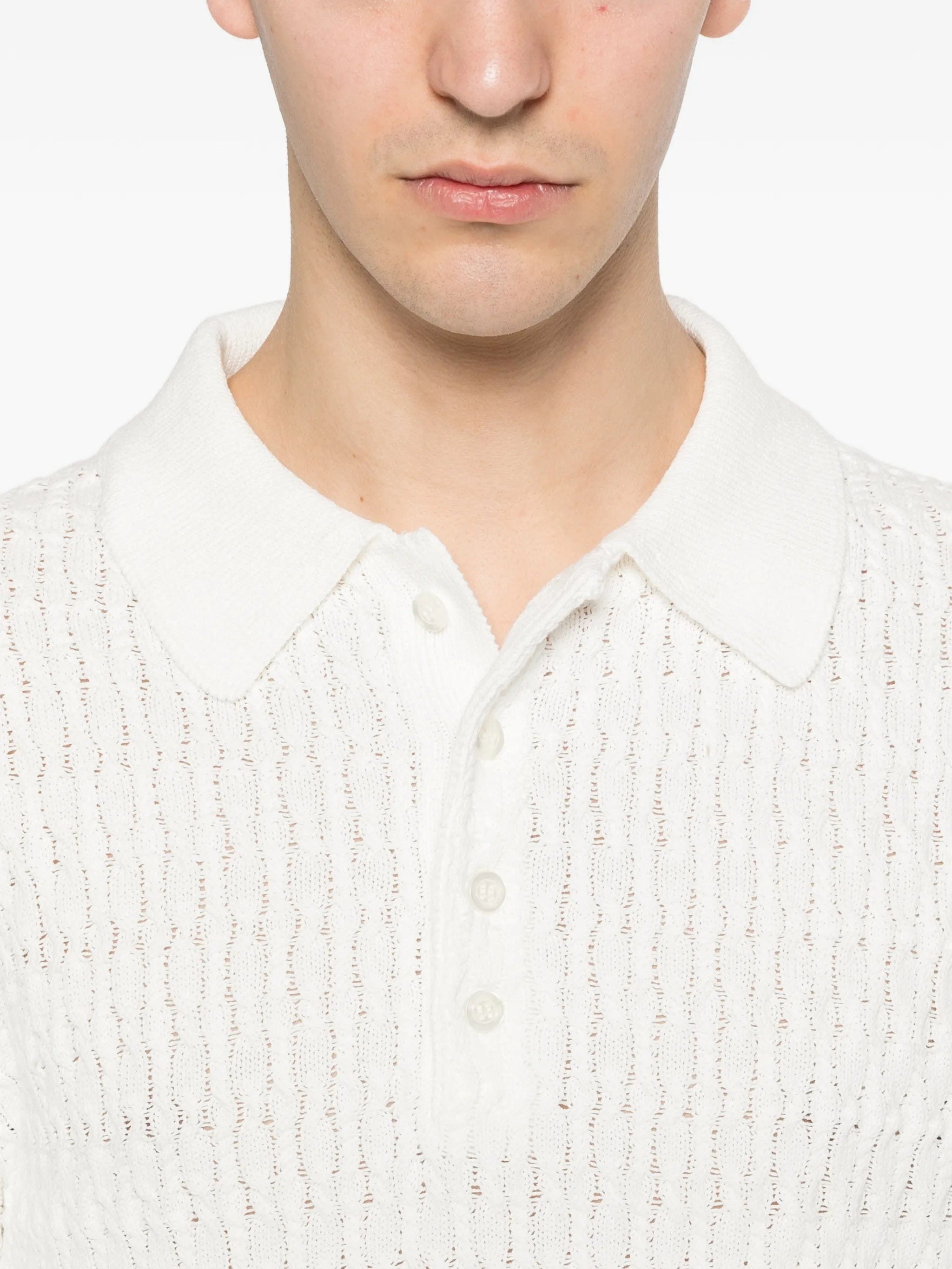 Carter Young cable - knit polo shirt