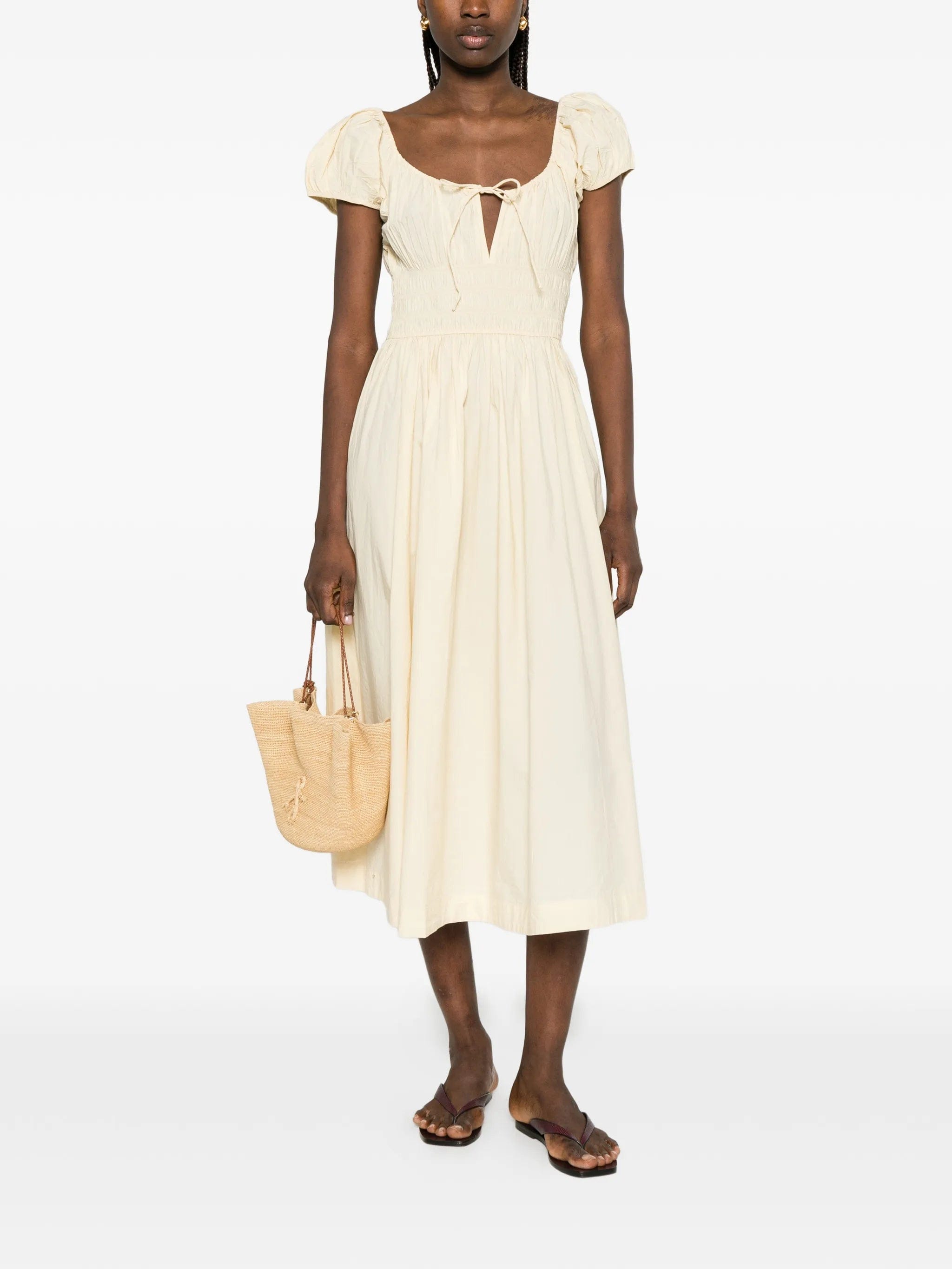 DÔEN Quinn puff - sleeves midi dress
