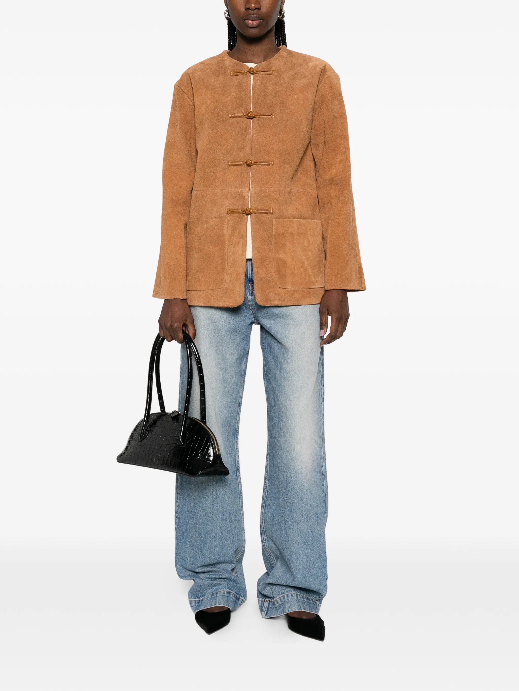 Róhe mandarin - collar suede jacket