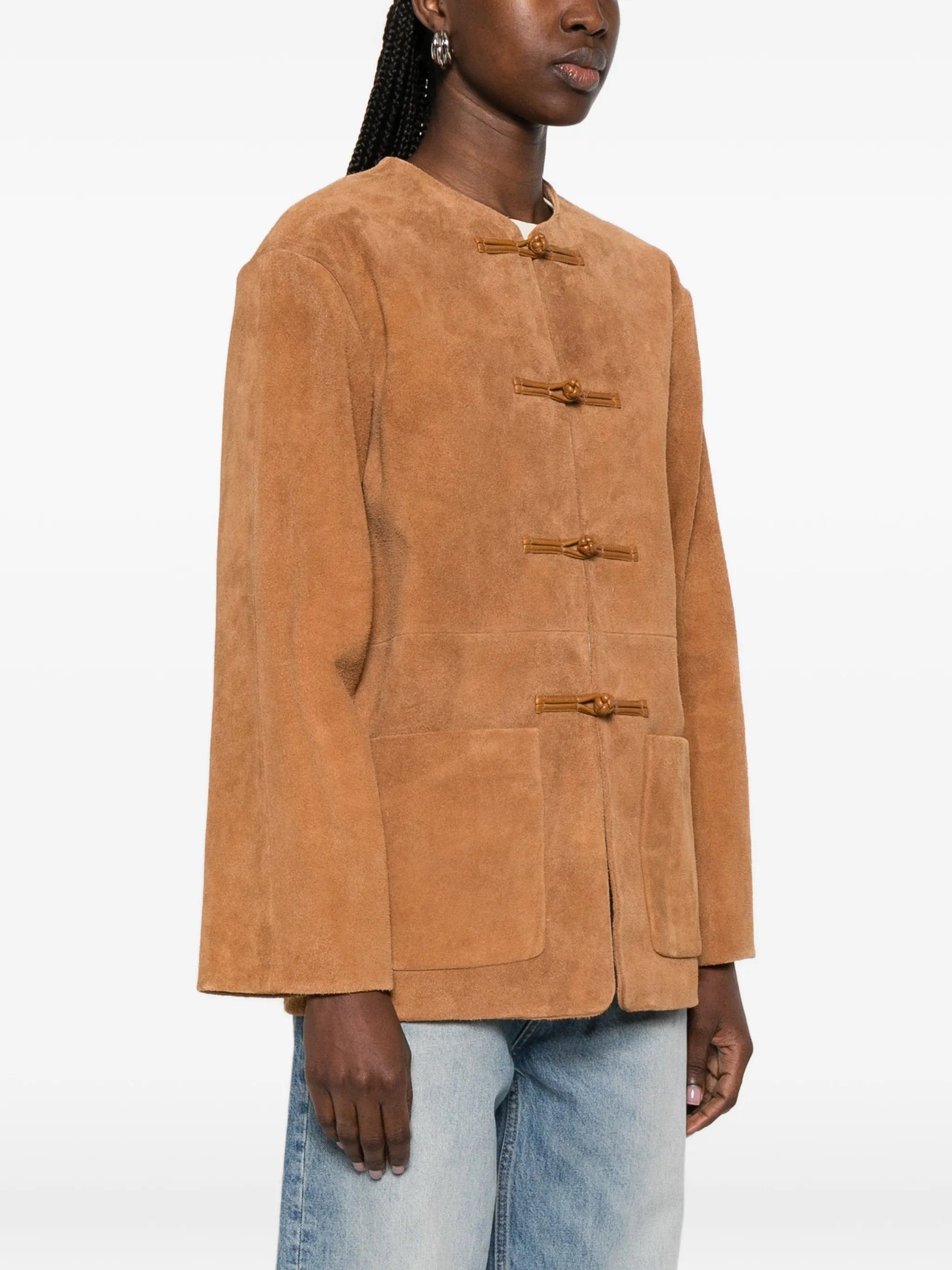 Róhe mandarin - collar suede jacket