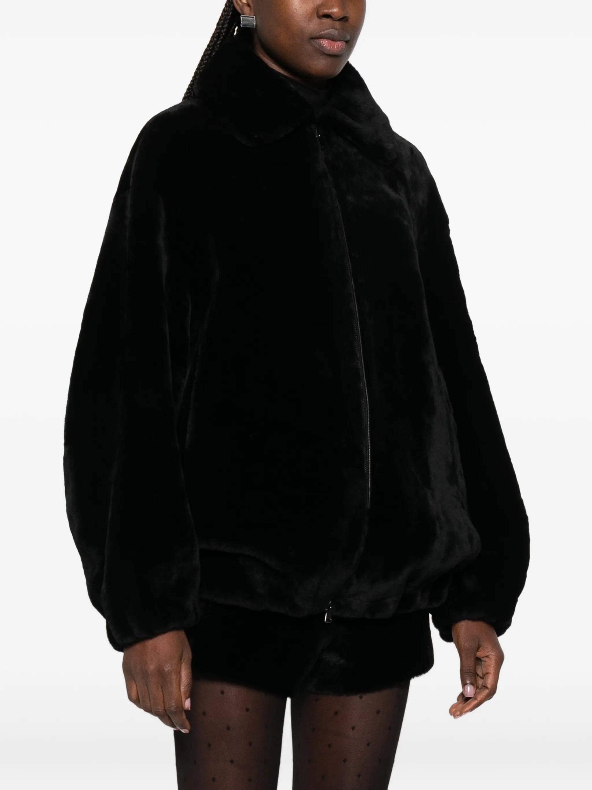 Nour Hammour Plush bomber jacket