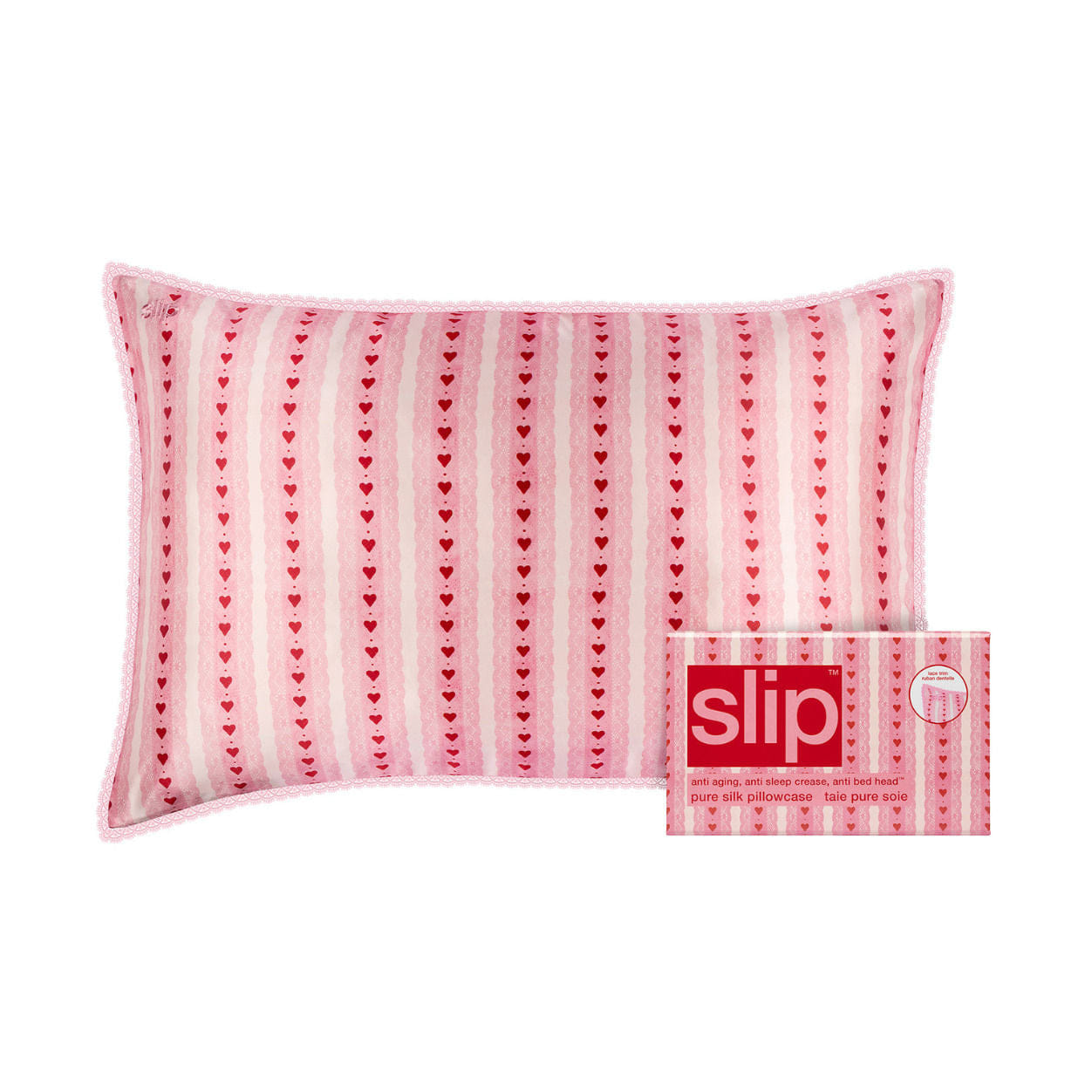Slip Pure Silk Queen Pillowcase with Lace Trim (Limited Edition)