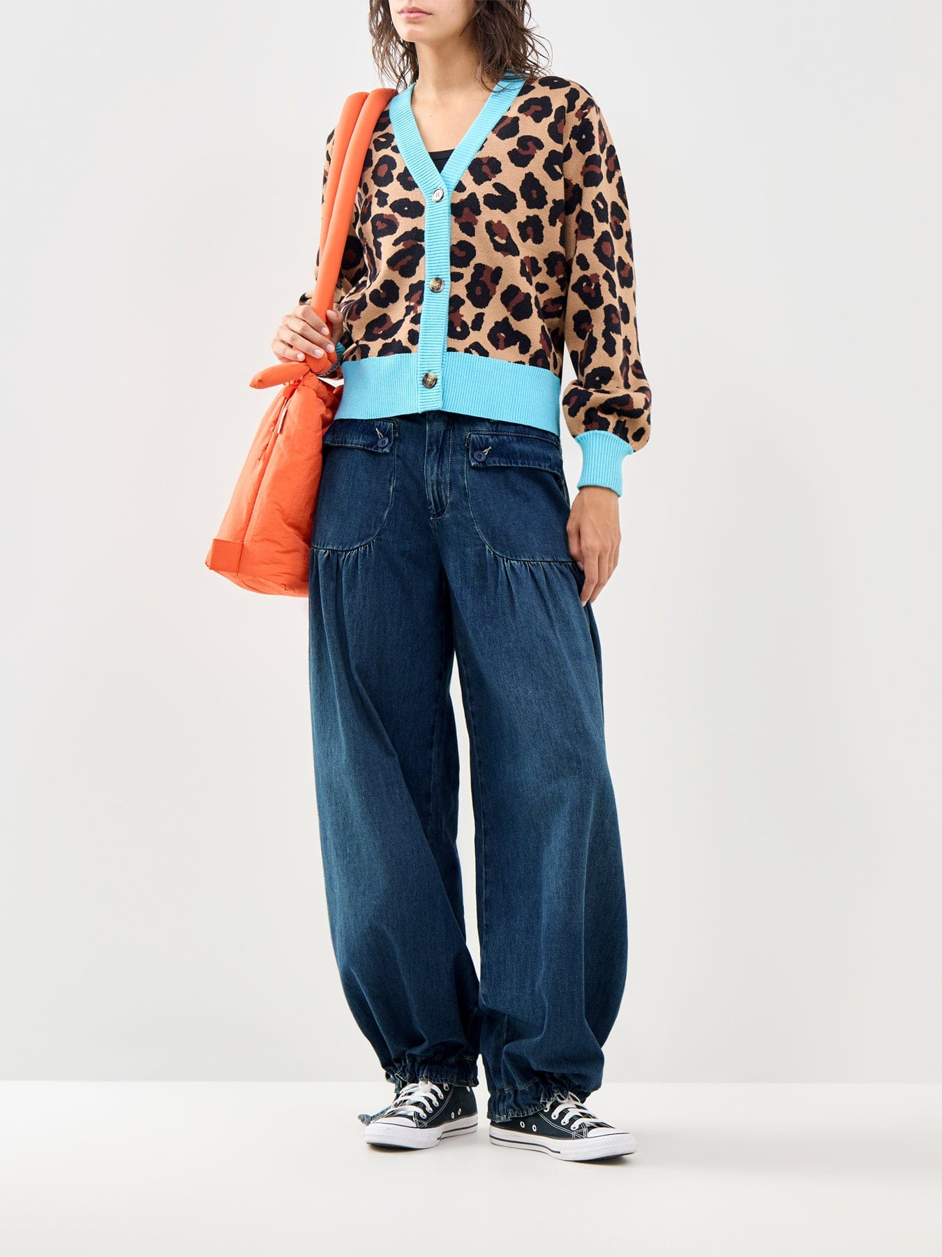 Never Fully Dressed Hannah Leopard Jacquard Cardigan