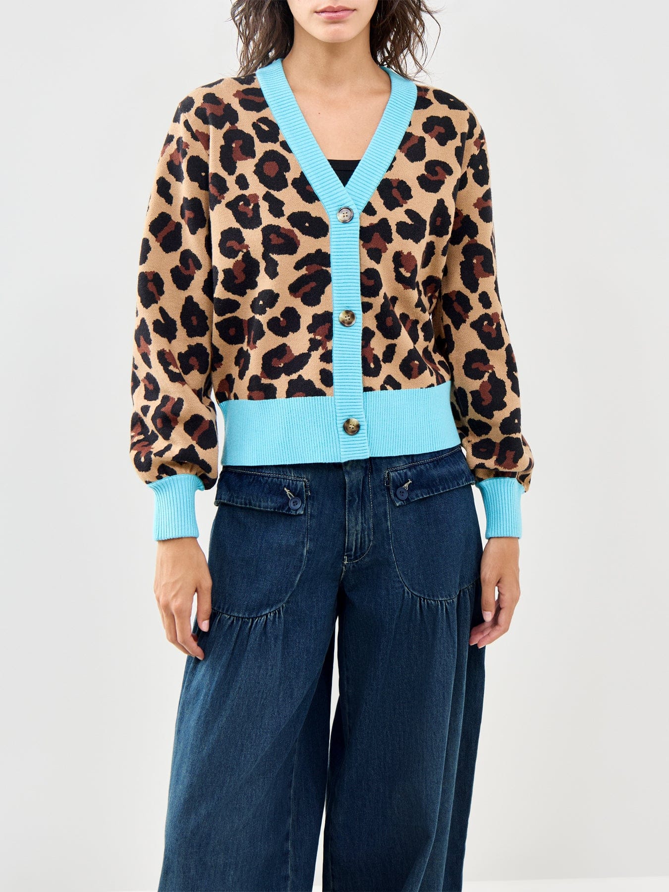 Never Fully Dressed Hannah Leopard Jacquard Cardigan