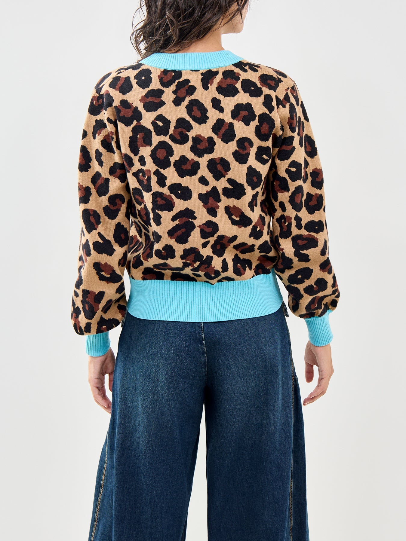 Never Fully Dressed Hannah Leopard Jacquard Cardigan