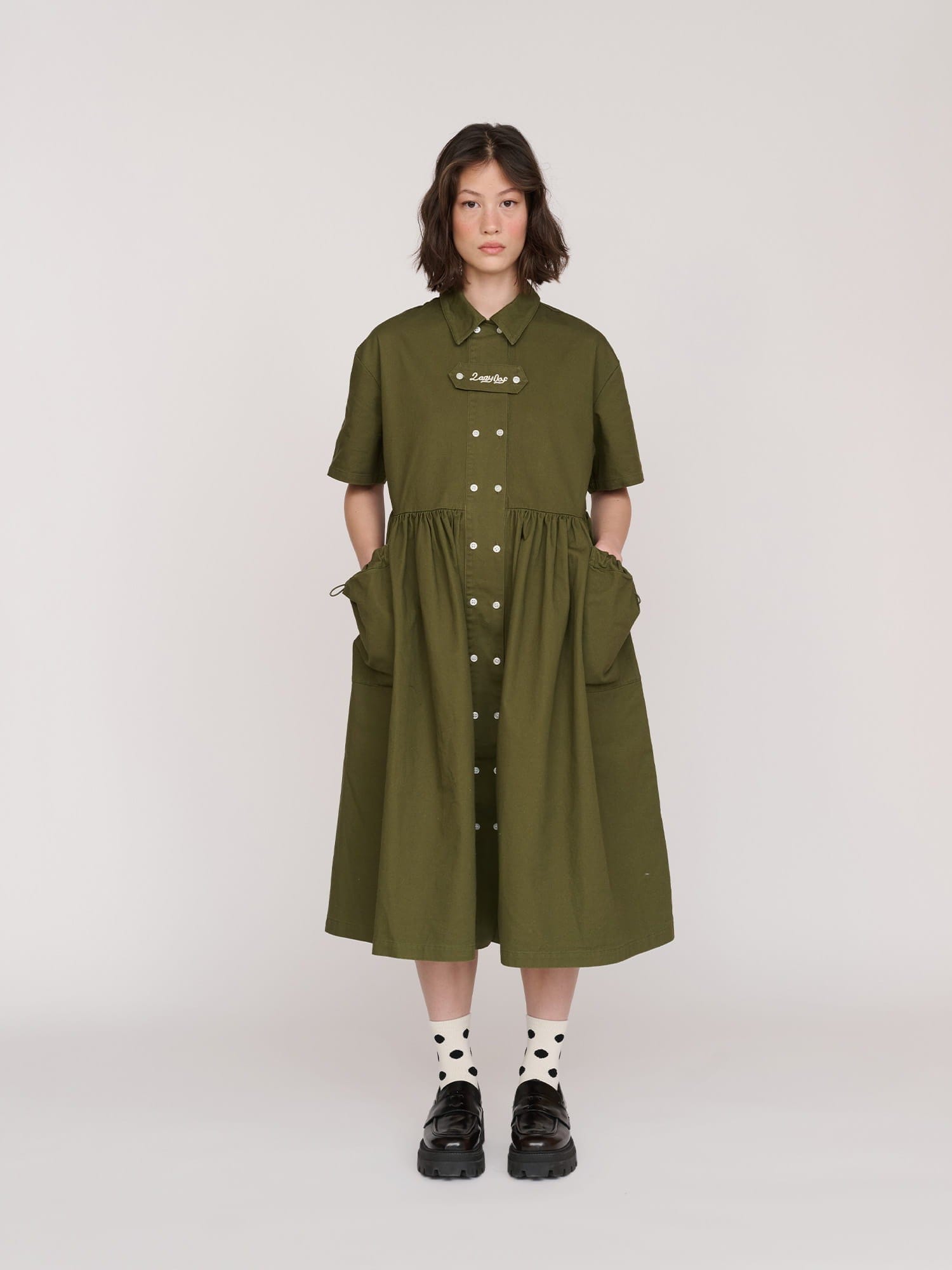 UTILITY Khaki Double Breasted Utility Dress