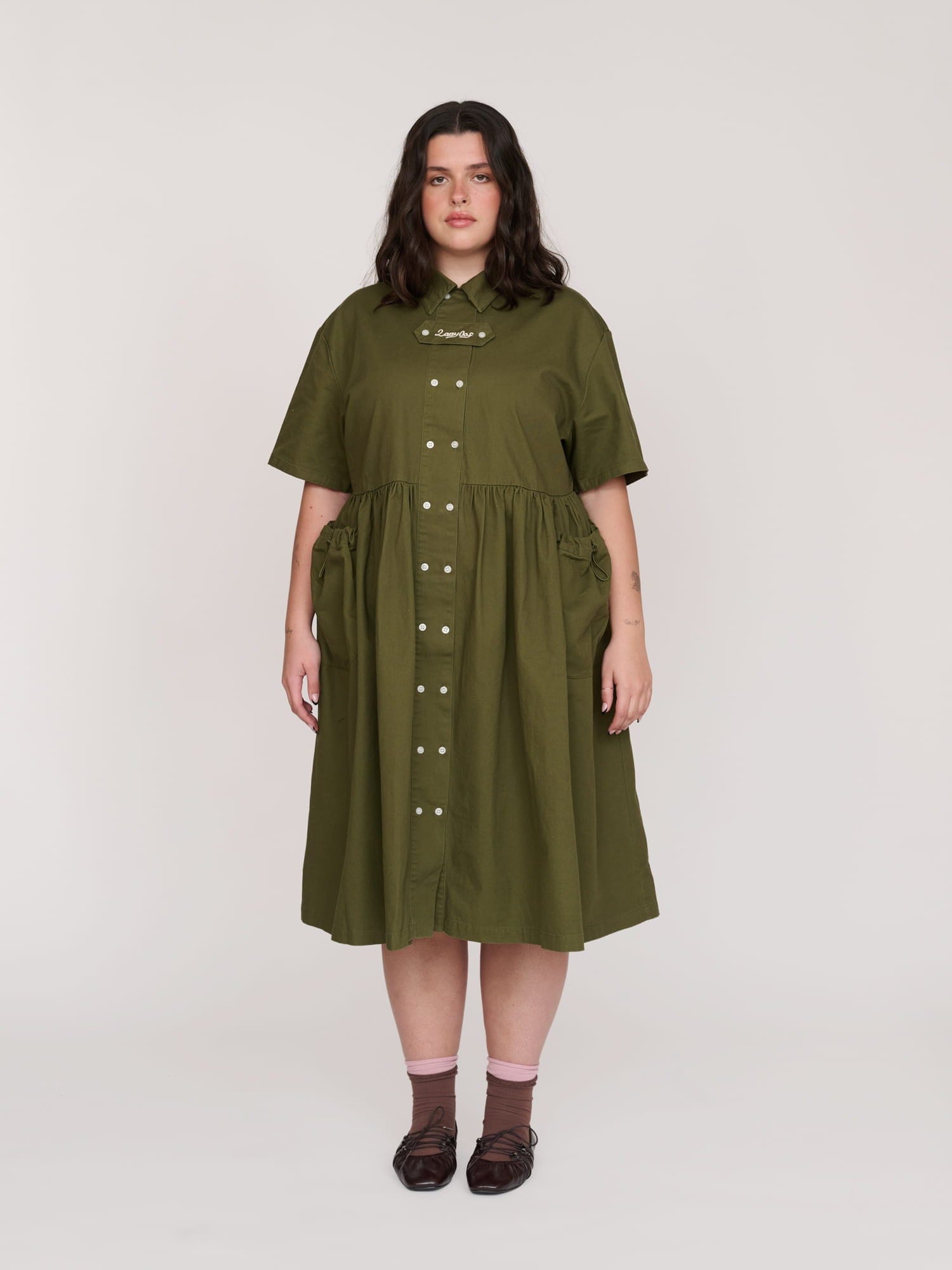 UTILITY Khaki Double Breasted Utility Dress