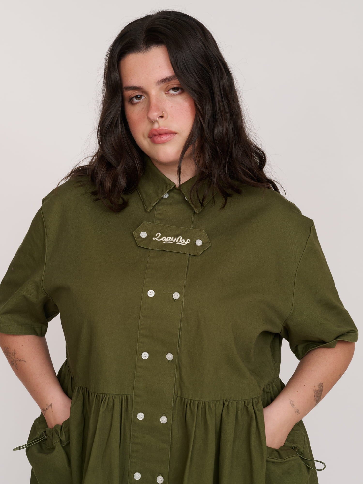 UTILITY Khaki Double Breasted Utility Dress