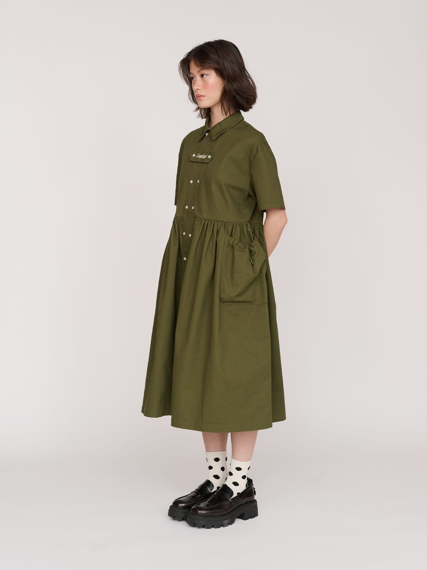 UTILITY Khaki Double Breasted Utility Dress