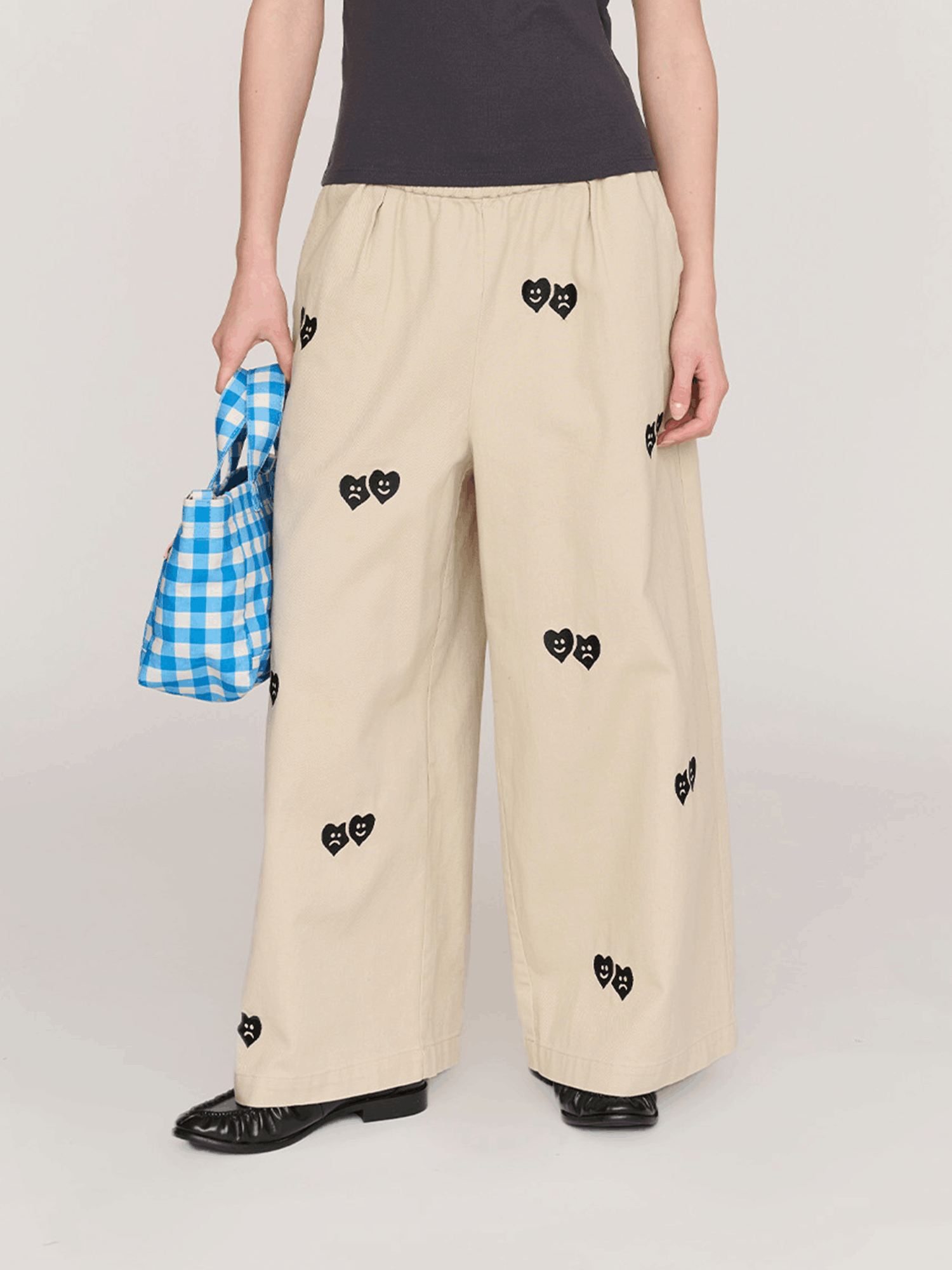 Lazy Oaf Trev Heart Felt Wide Leg Trousers