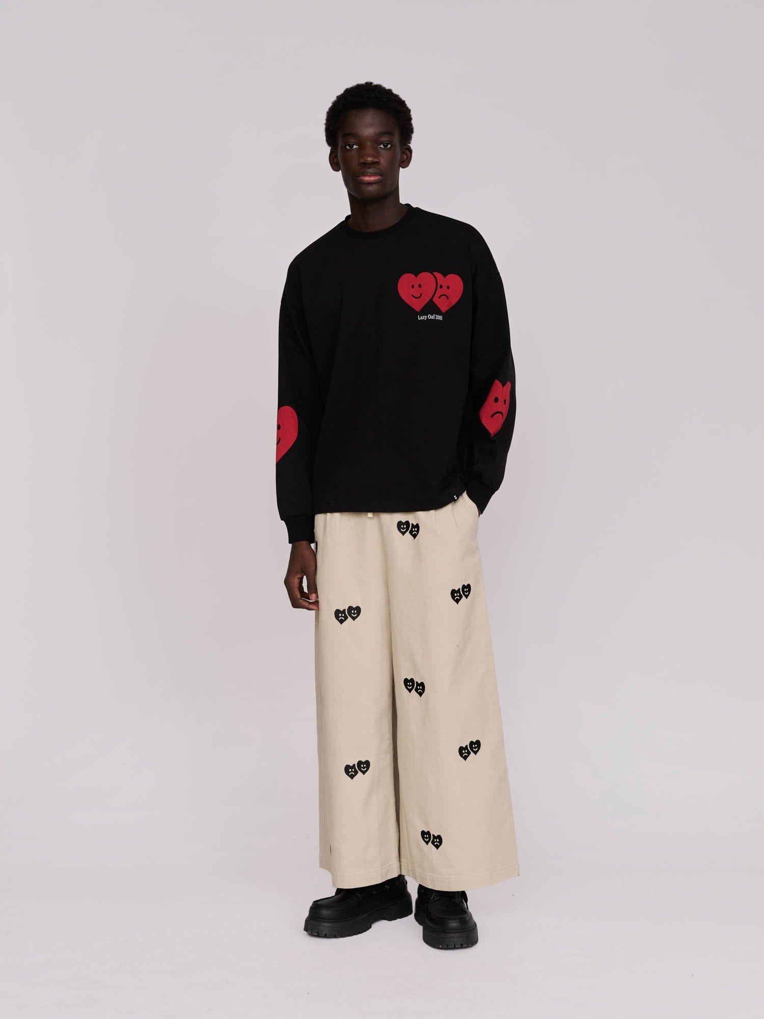 Lazy Oaf Trev Heart Felt Wide Leg Trousers