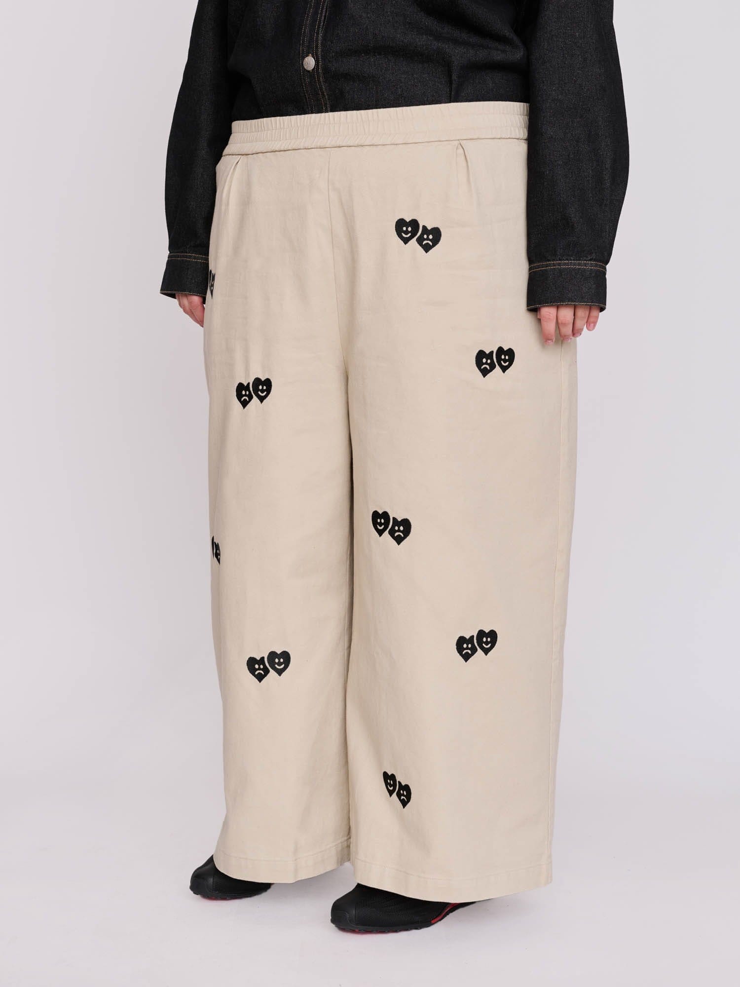 Lazy Oaf Trev Heart Felt Wide Leg Trousers