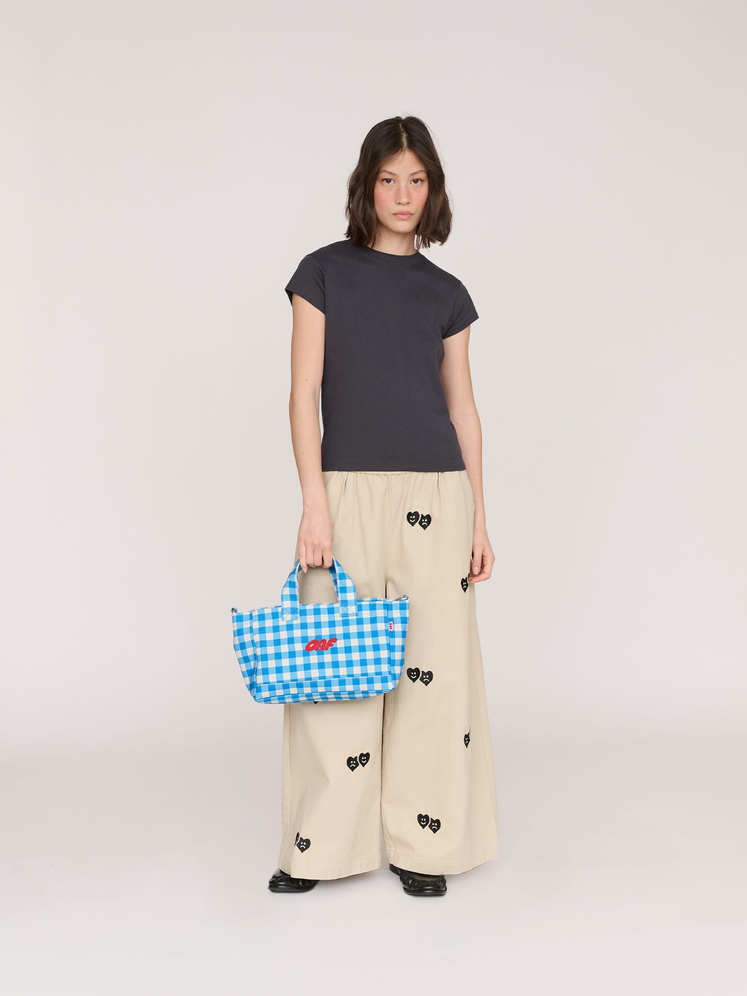 Lazy Oaf Trev Heart Felt Wide Leg Trousers