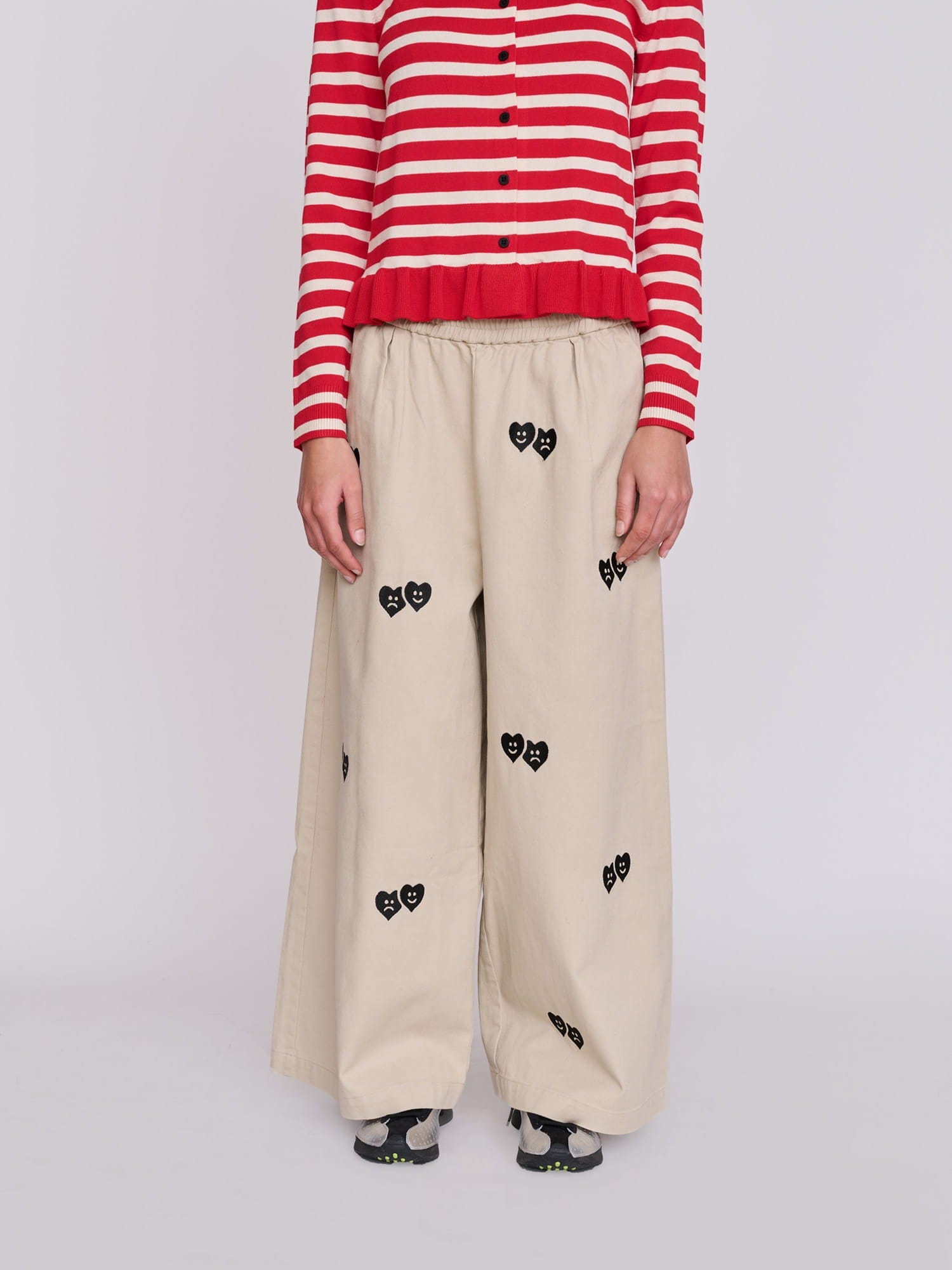 Lazy Oaf Trev Heart Felt Wide Leg Trousers