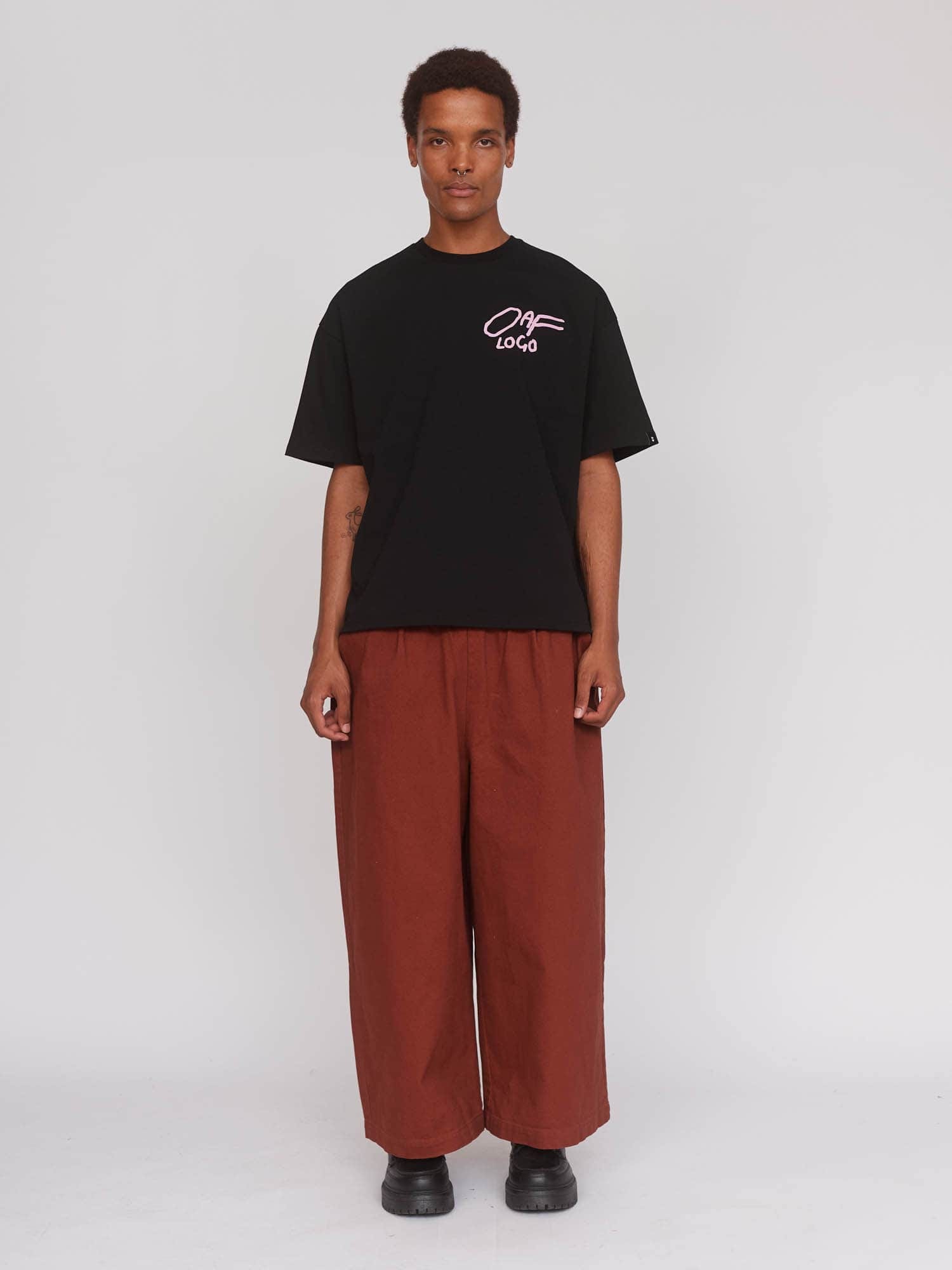 Lazy Oaf Trev Burgundy Cropped Wide Leg Pants