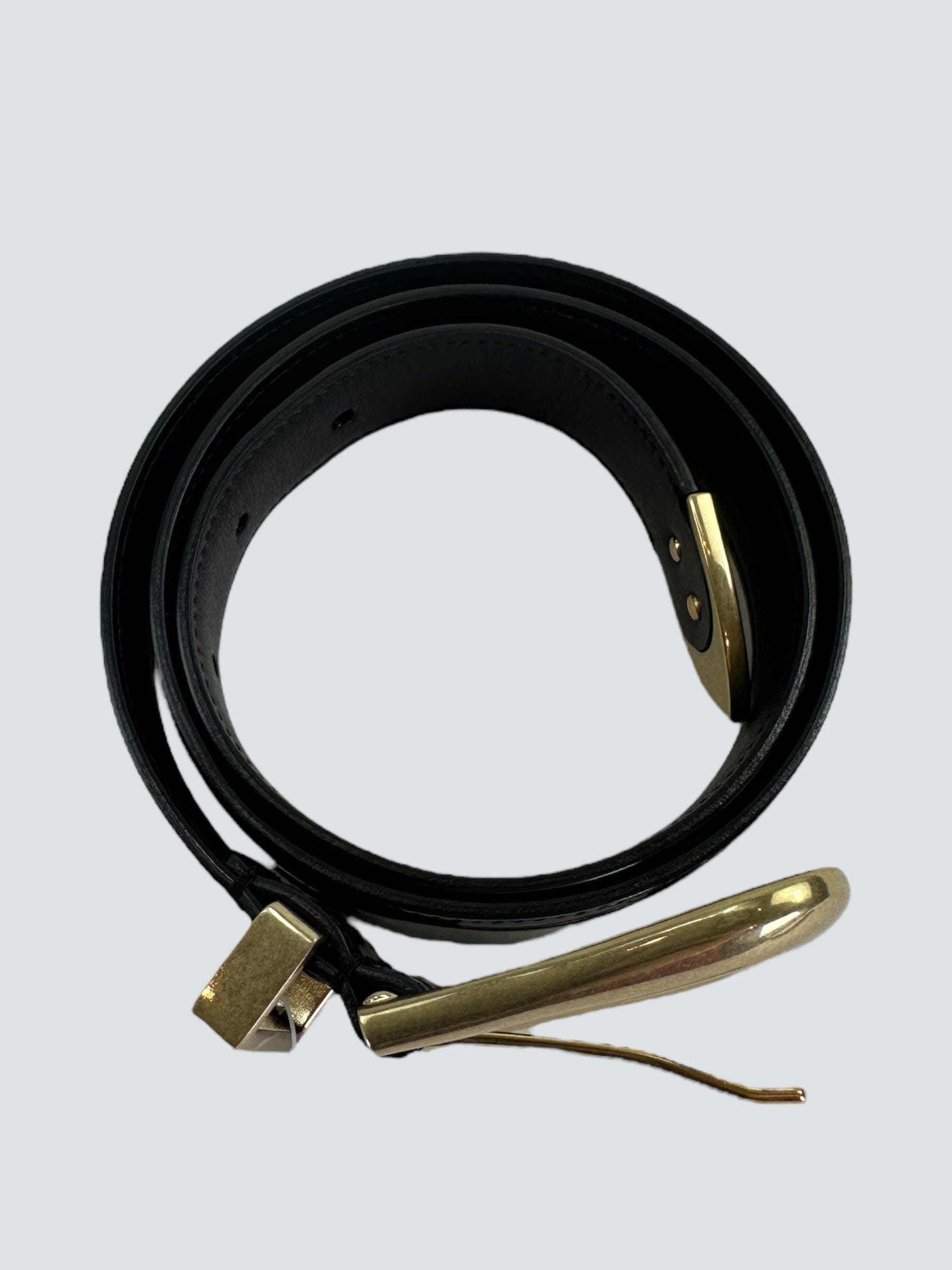 YSL / Saint Laurent Black Leather Belt - Size UK 6 / 70 cm