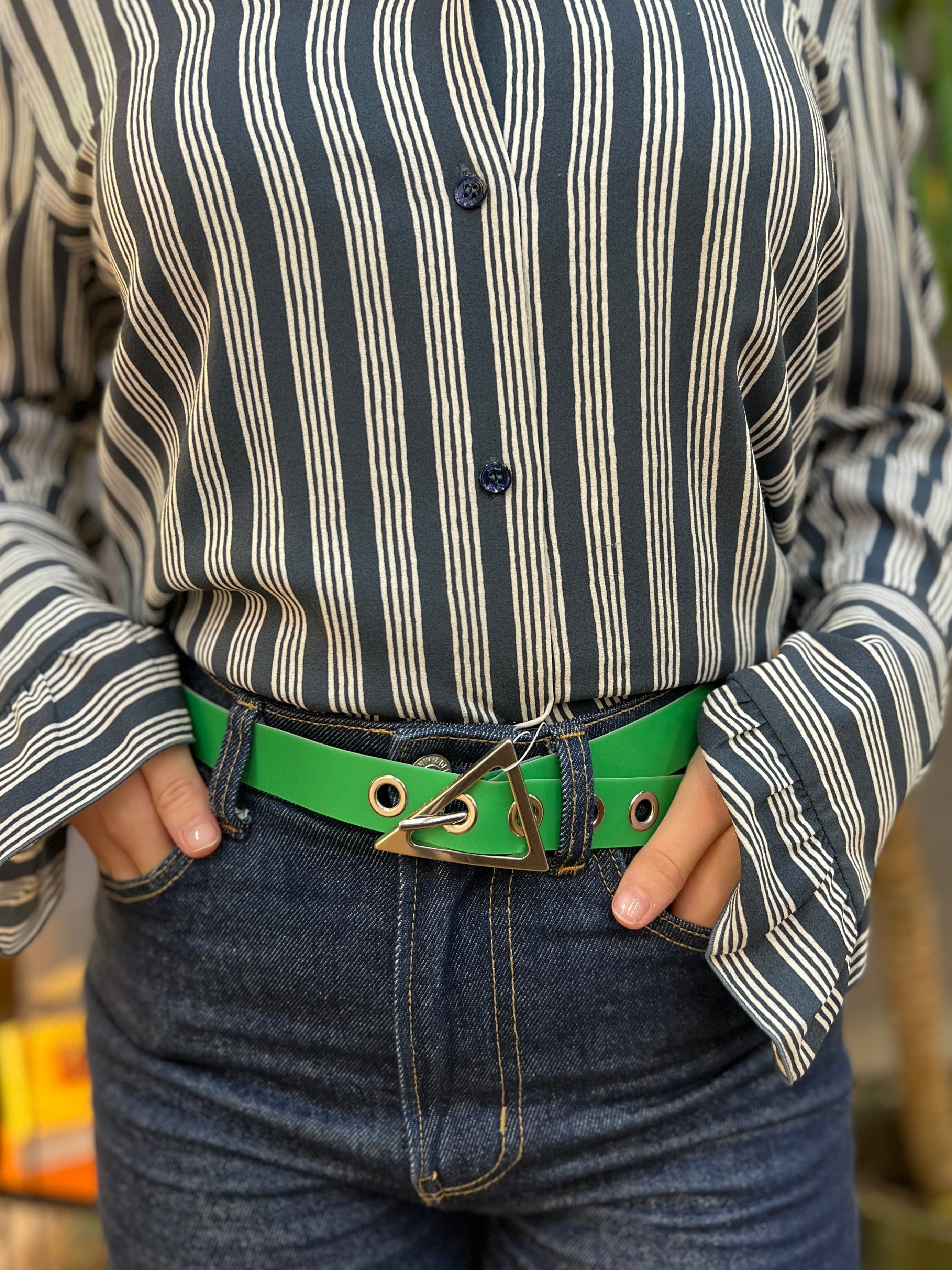 Bottega Green Rubber Belt 34"/85 cm