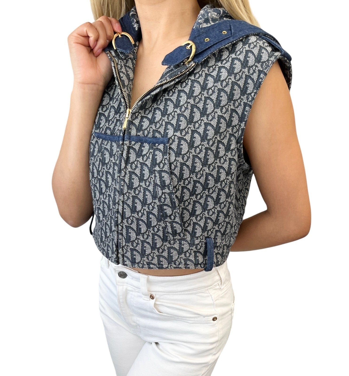 Luxury Promise Japan Christian Dior Vintage 2000 Trotter Monogram Denim Vest #42 Hoodie Jacket