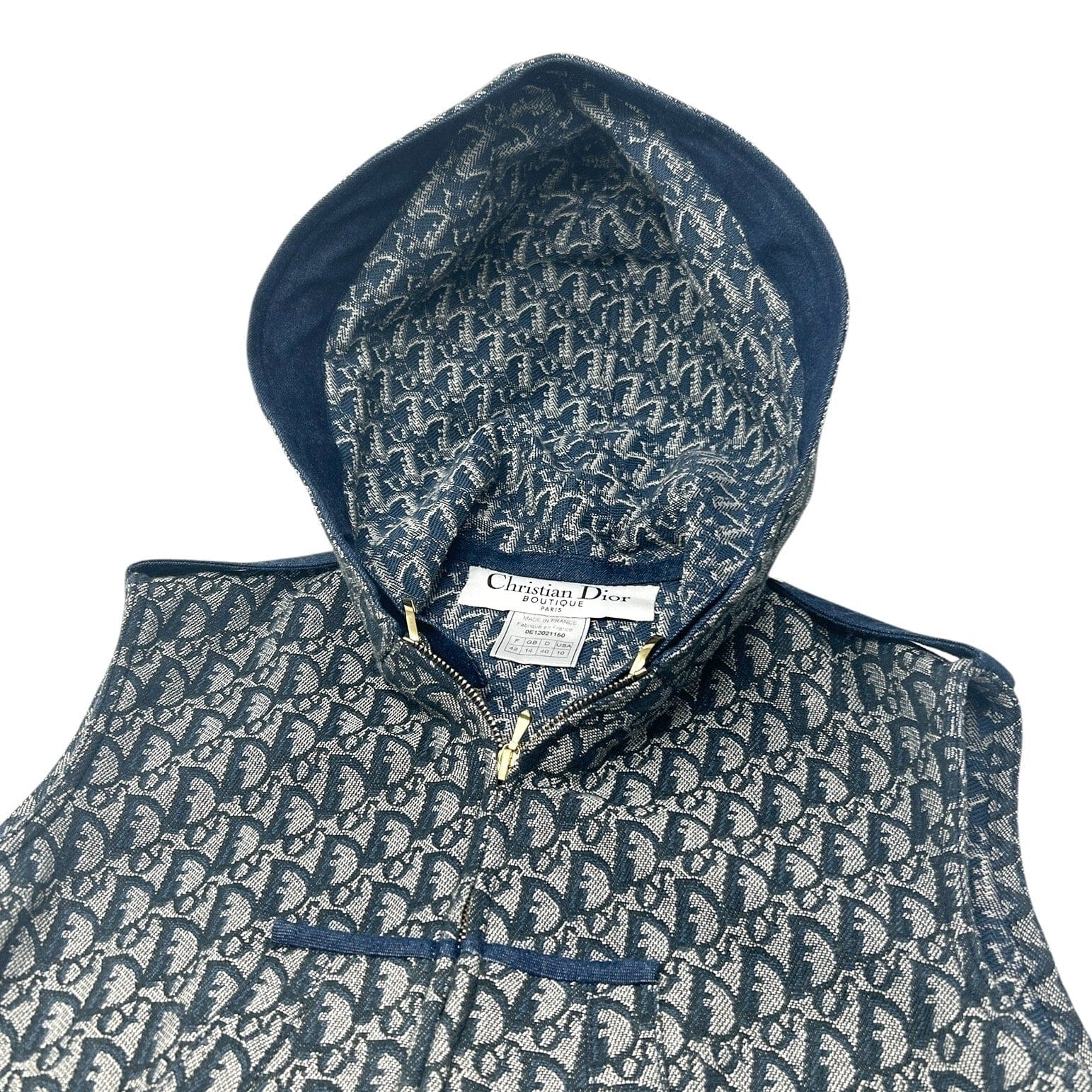 Luxury Promise Japan Christian Dior Vintage 2000 Trotter Monogram Denim Vest #42 Hoodie Jacket