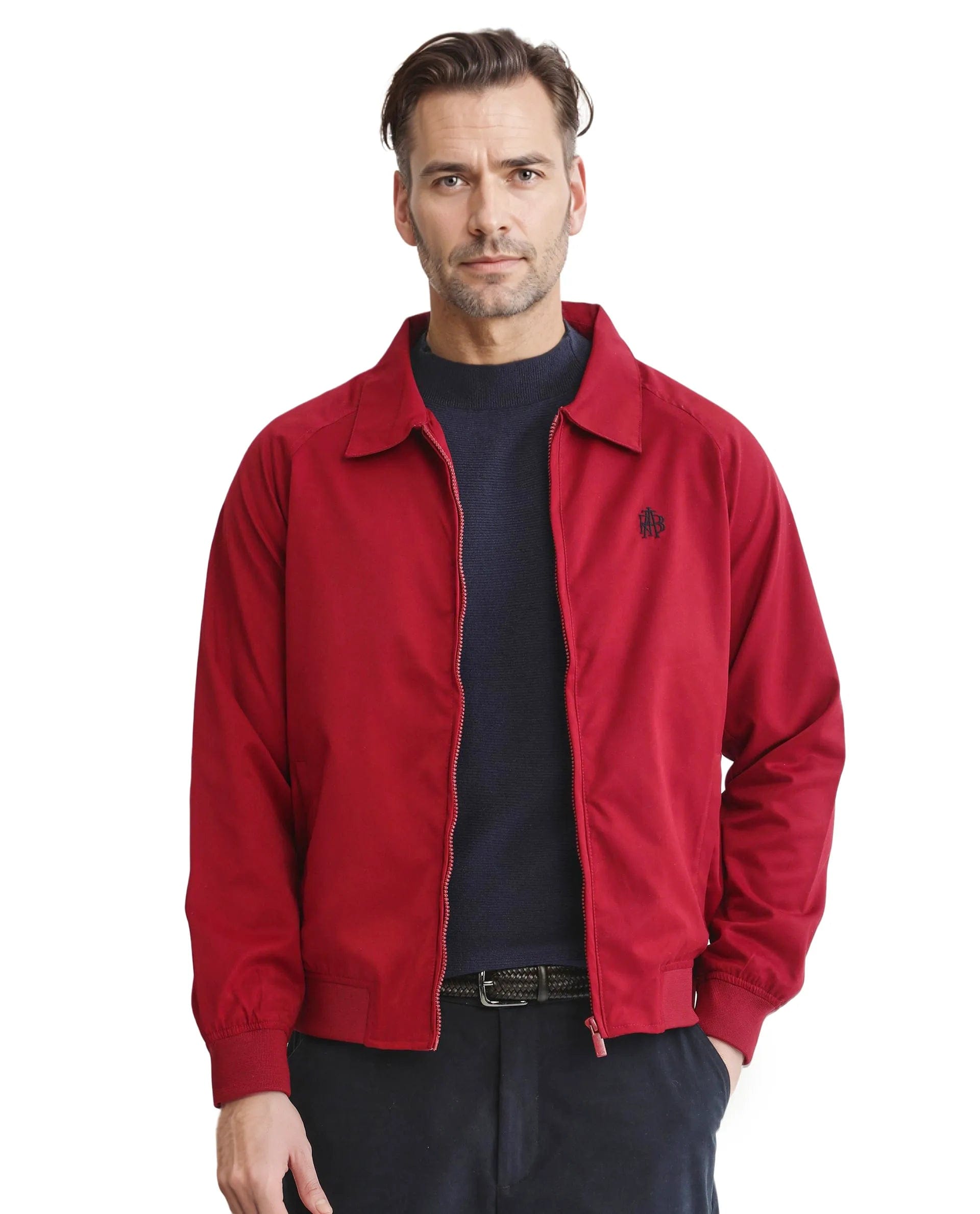RARE Rabbit Men's Clayon Red Polyester Embroidered Regular Fit Full Sleeve Spread Collar Jacket