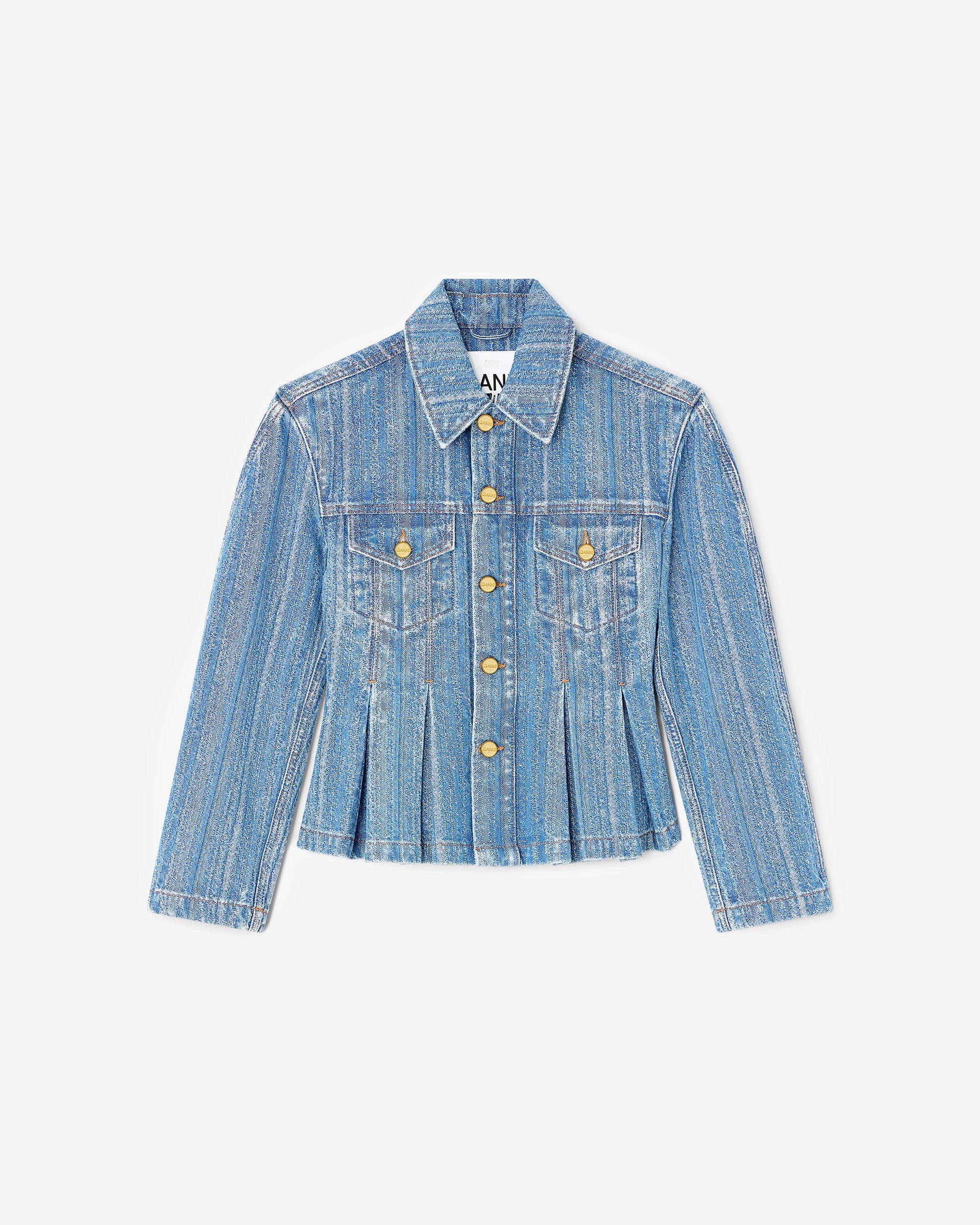 GANNI A/S Structured Denim Fitted Jacket