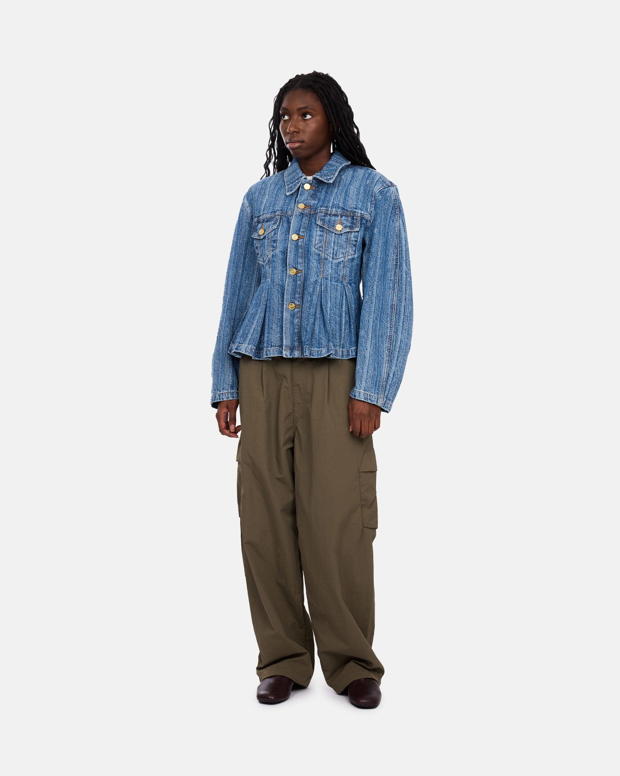 GANNI A/S Structured Denim Fitted Jacket