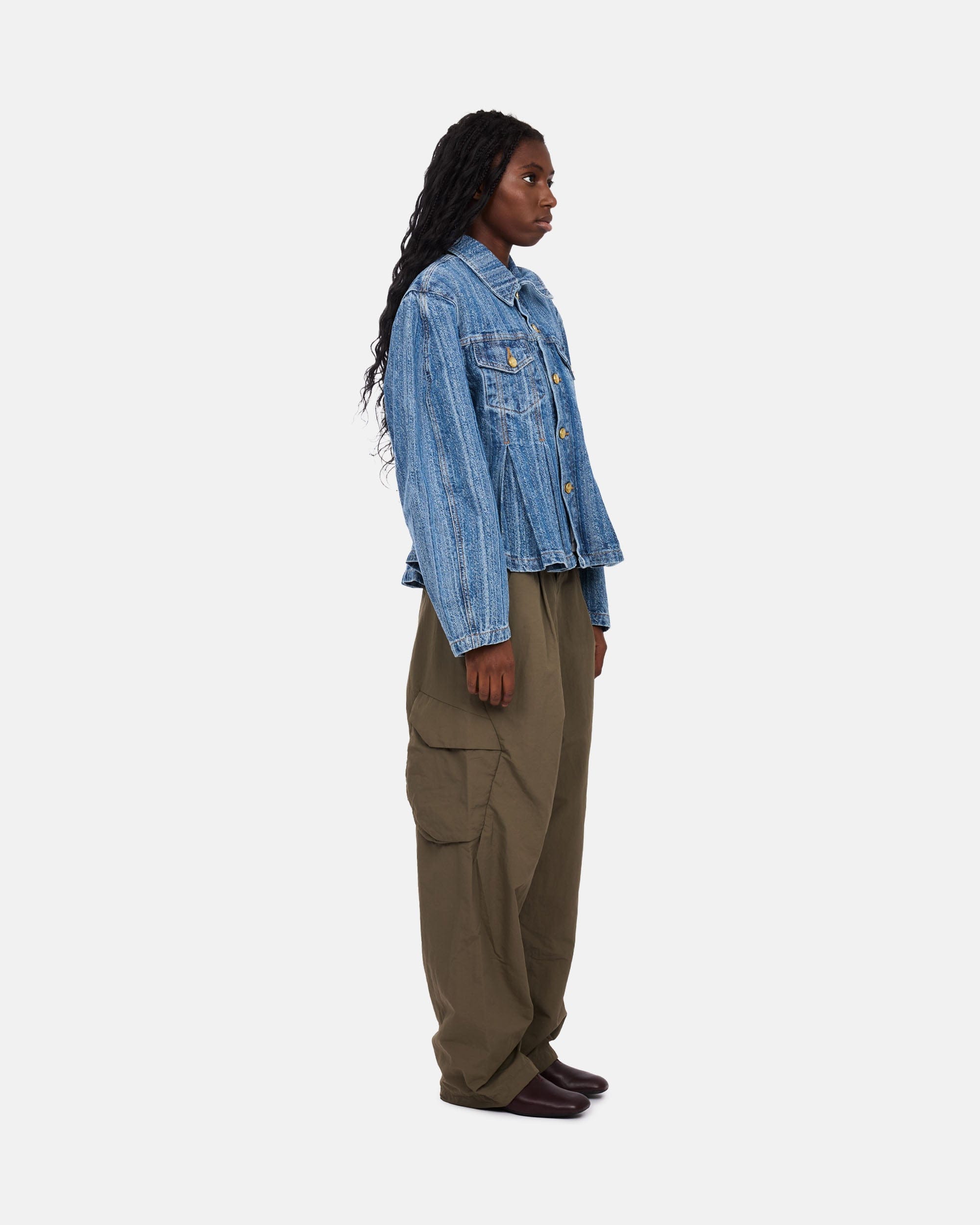 GANNI A/S Structured Denim Fitted Jacket