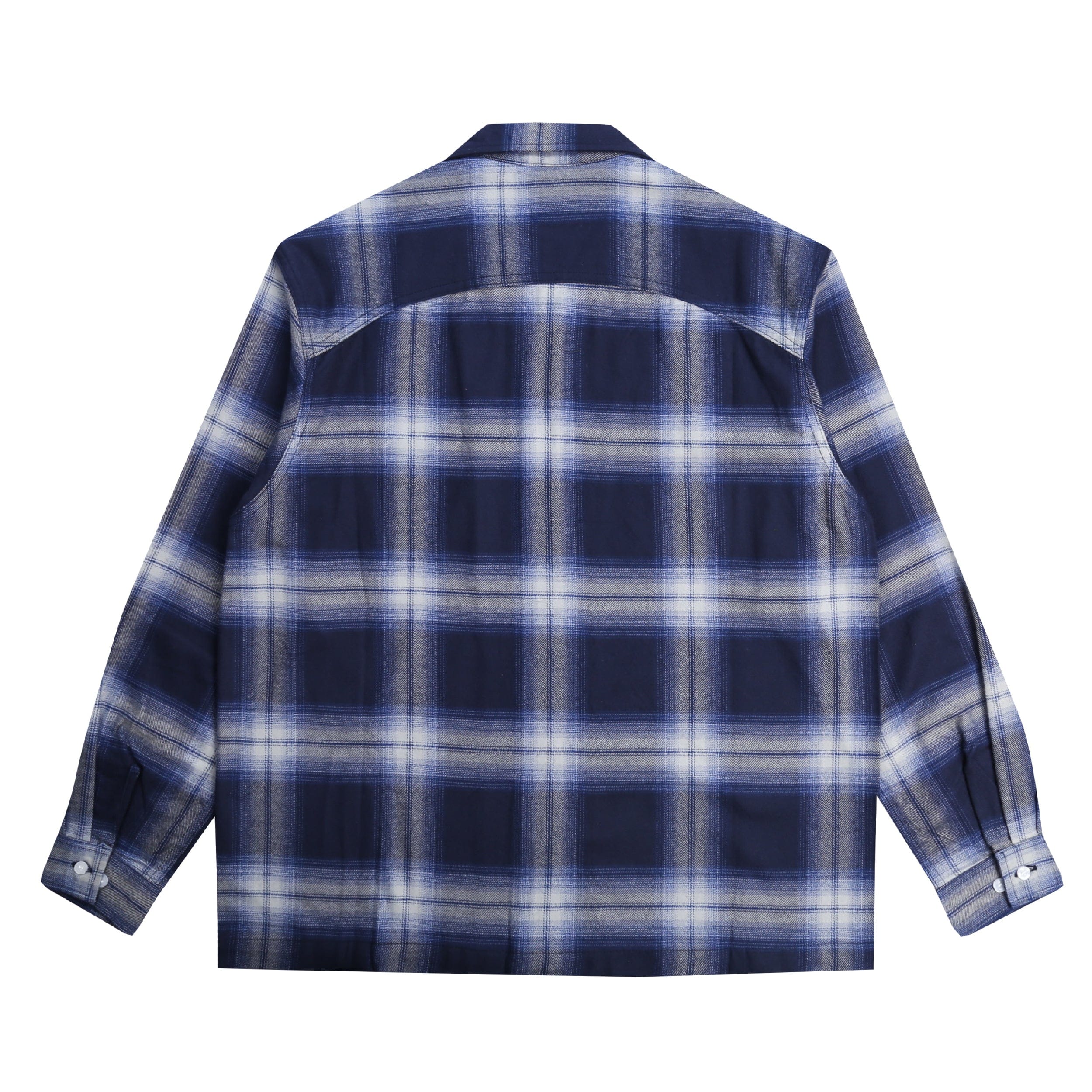 Dovetail Open Collar Flannel Shirt - Blue