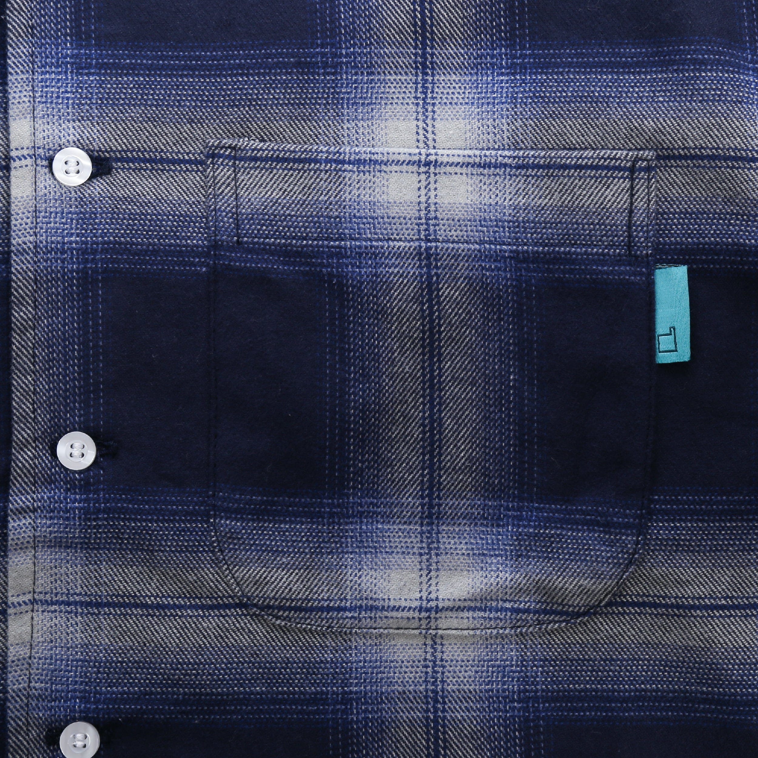 Dovetail Open Collar Flannel Shirt - Blue