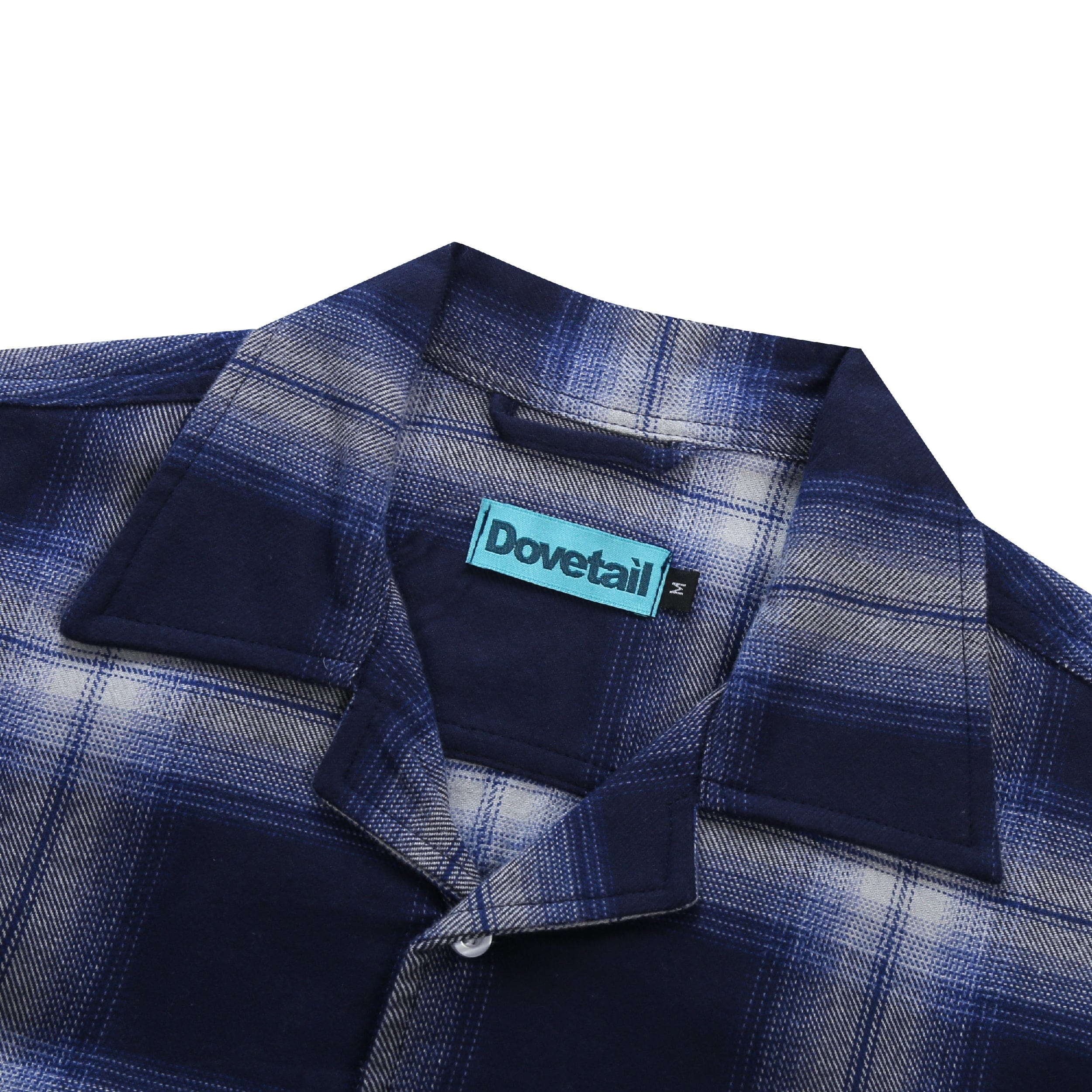 Dovetail Open Collar Flannel Shirt - Blue