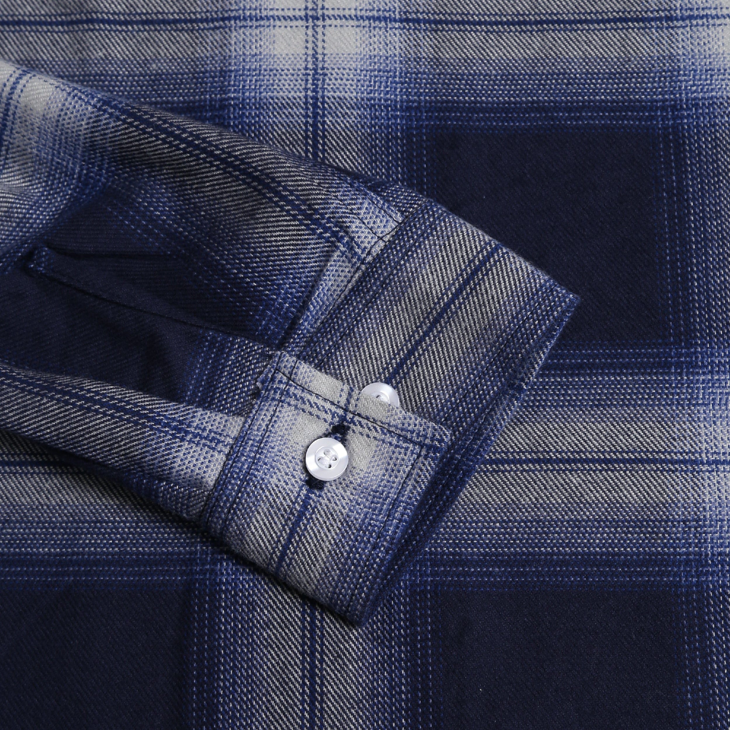Dovetail Open Collar Flannel Shirt - Blue