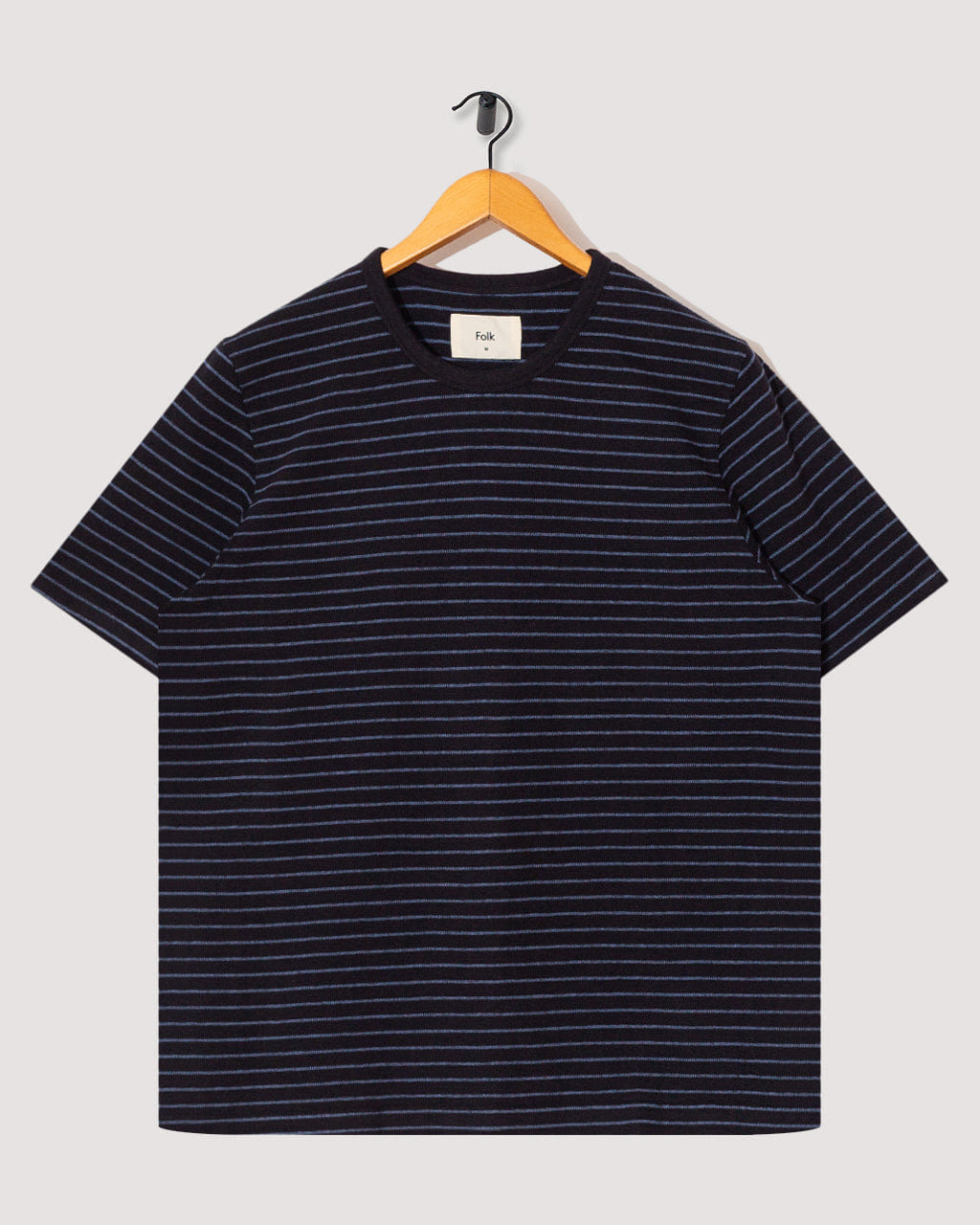 Folk S/S Textured Stripe T-Shirt - Black/Soft Blue